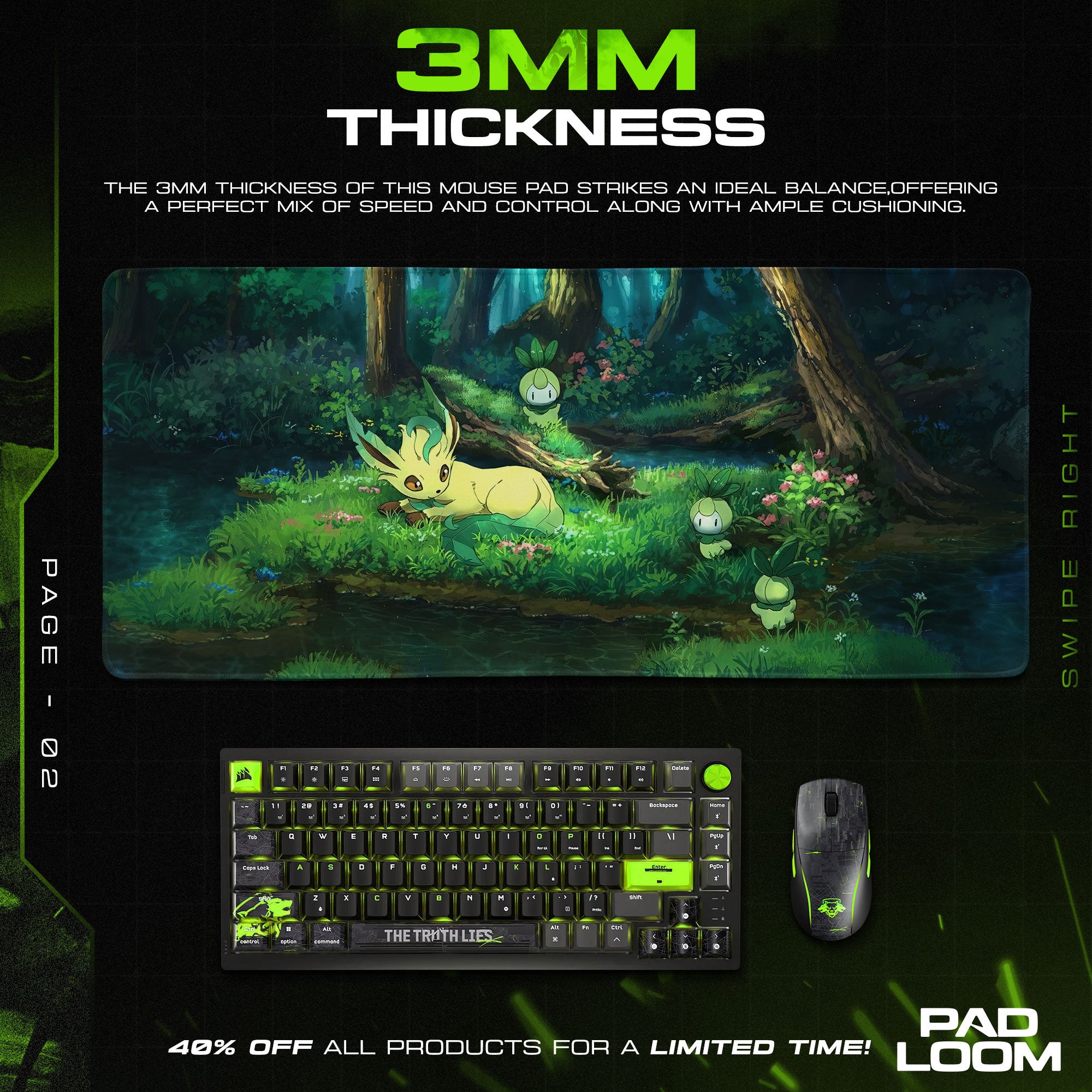 Pokemon Leafeon Forest Mouse Pad – Anime Desk Mat