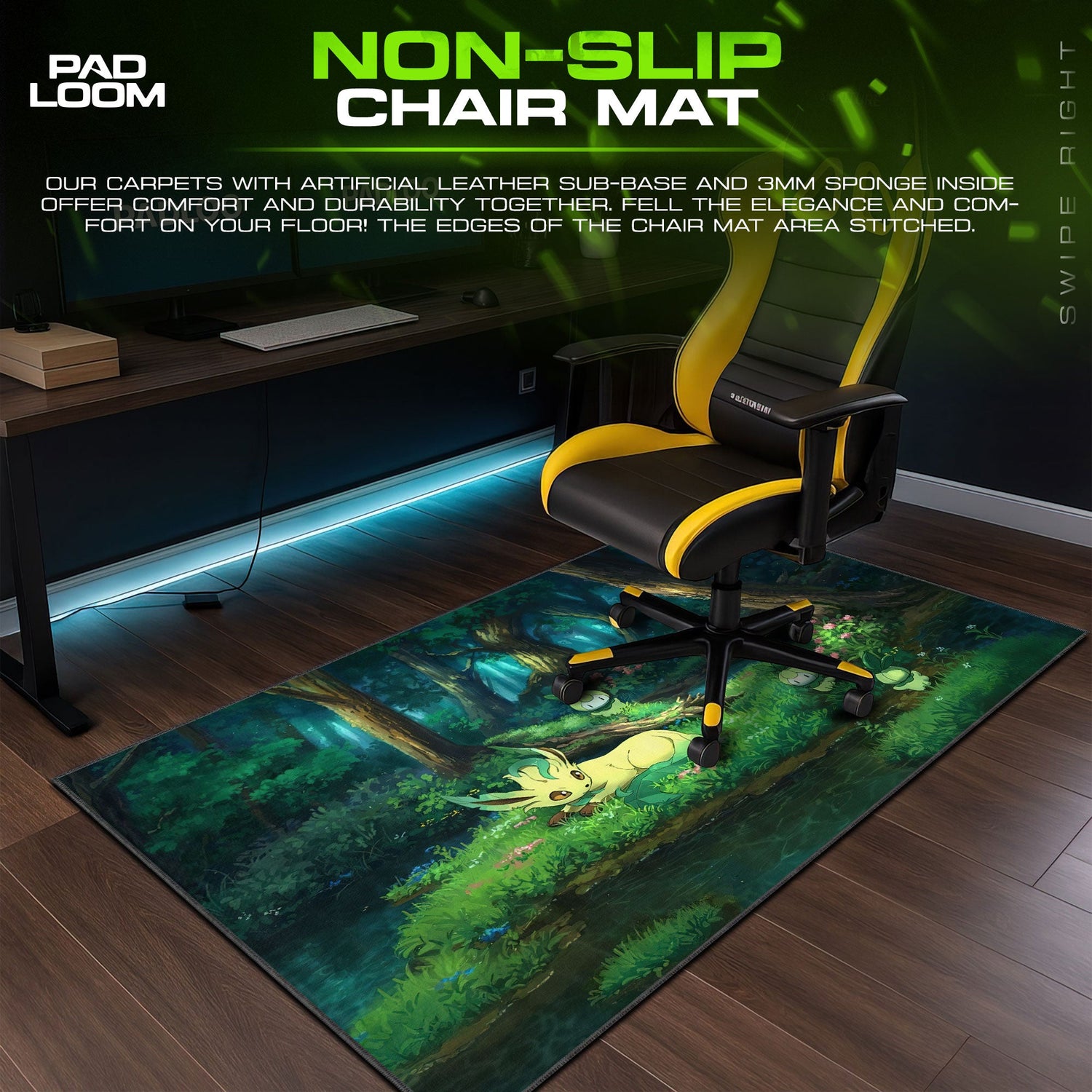 Pokemon Leafeon Forest Mouse Pad – Anime Desk Mat Padloom