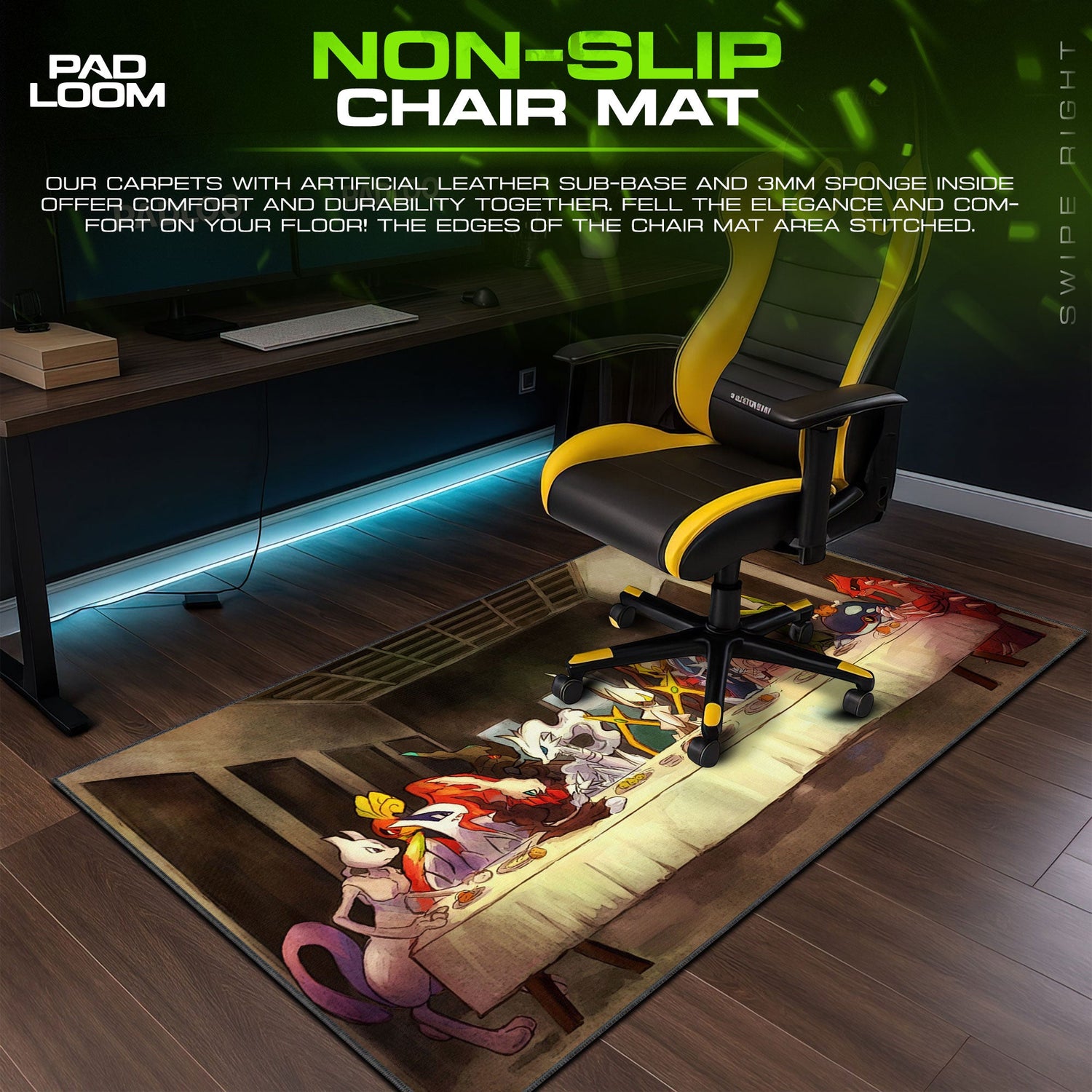 Pokemon Legendary Feast Mouse Pad, Game Gamer Desk Mat Padloom