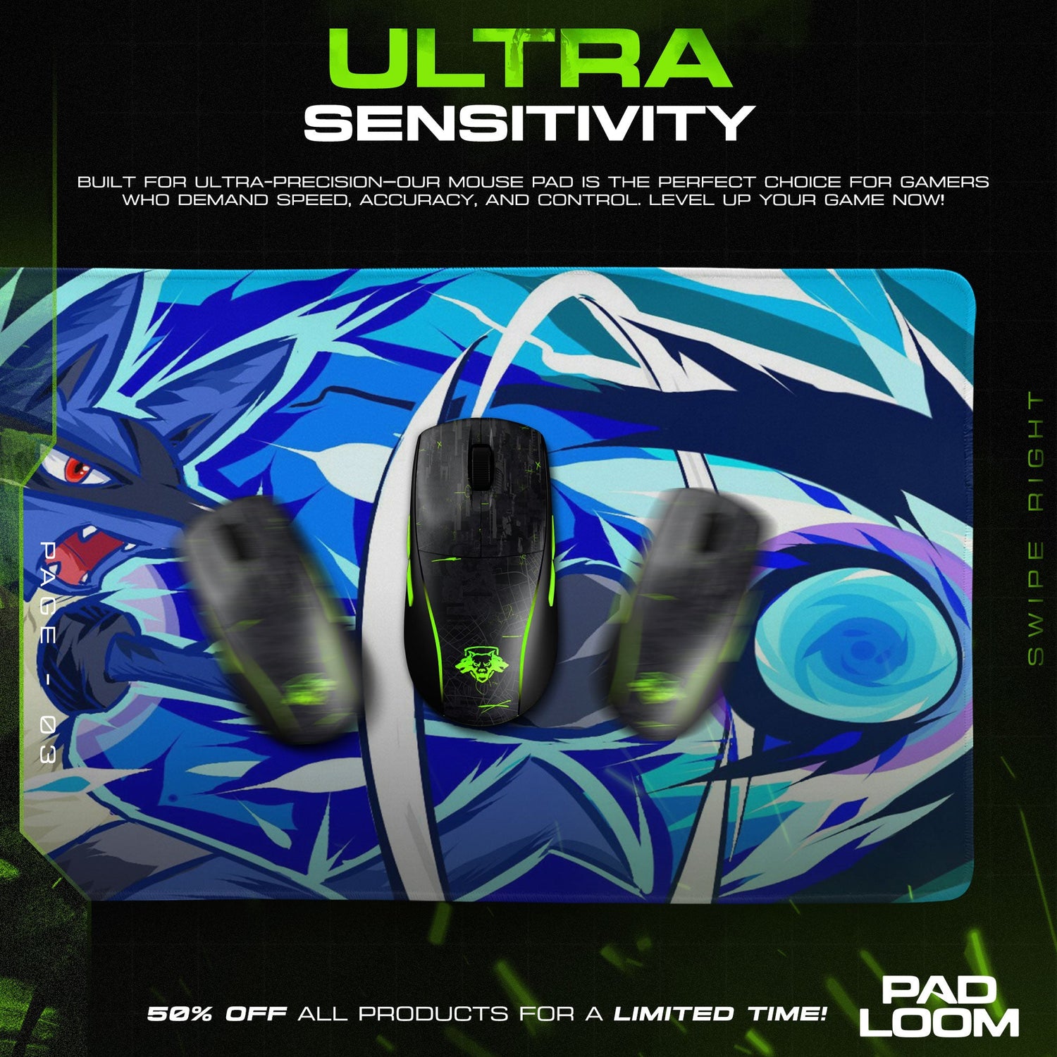 Pokemon Lucario Aura Sphere Mouse Pad, Game Gamer Desk Mat Padloom