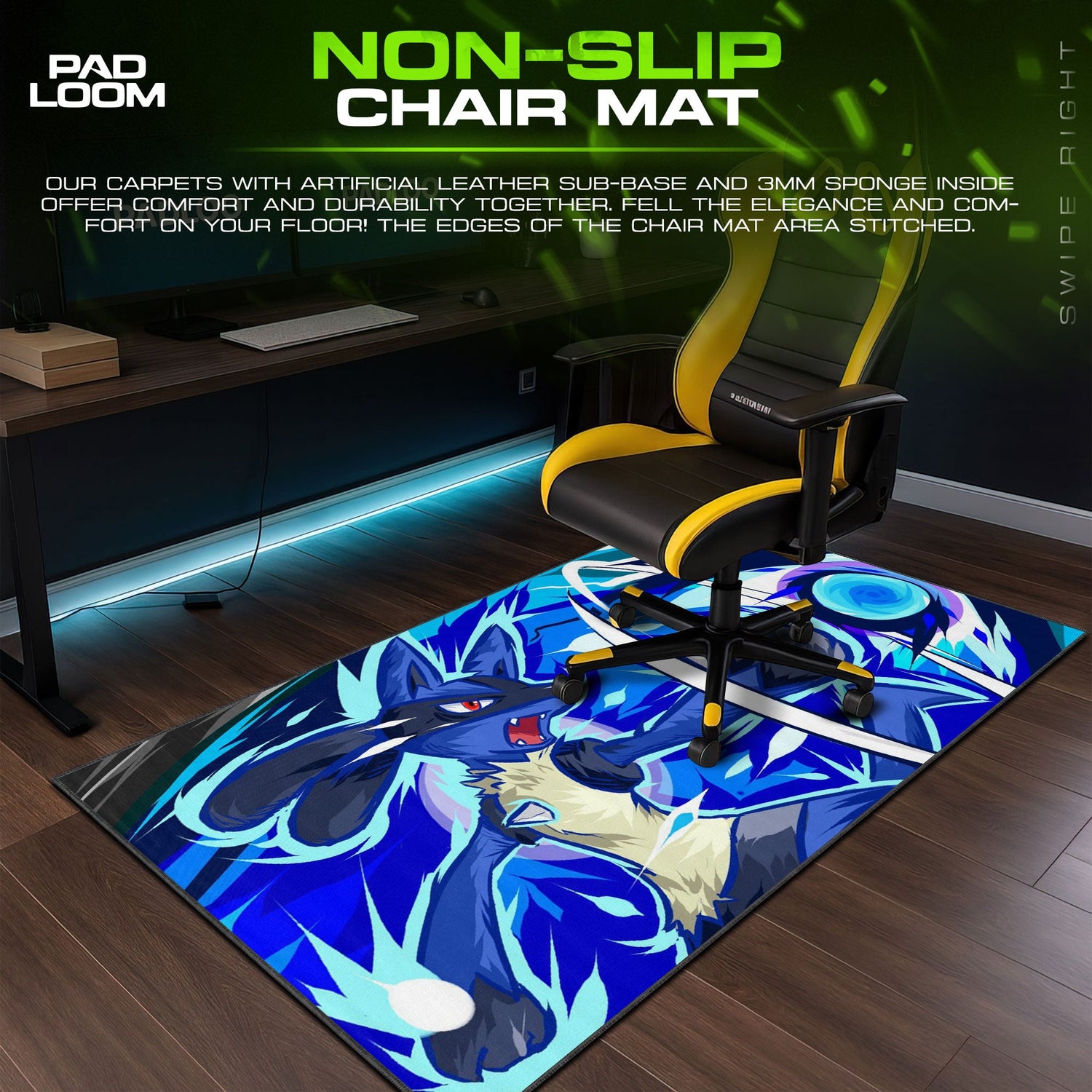 Pokemon Lucario Aura Sphere Mouse Pad, Game Gamer Desk Mat Padloom