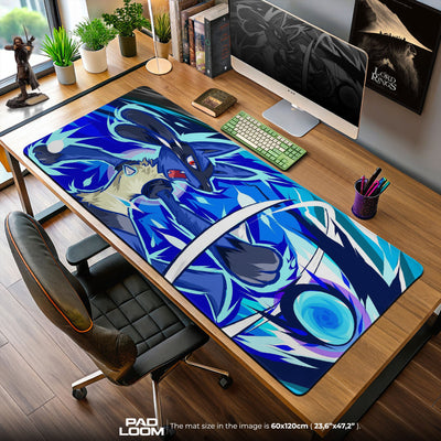 Pokemon Lucario Aura Sphere Mauspad, Gamer Schreibtischmatte
