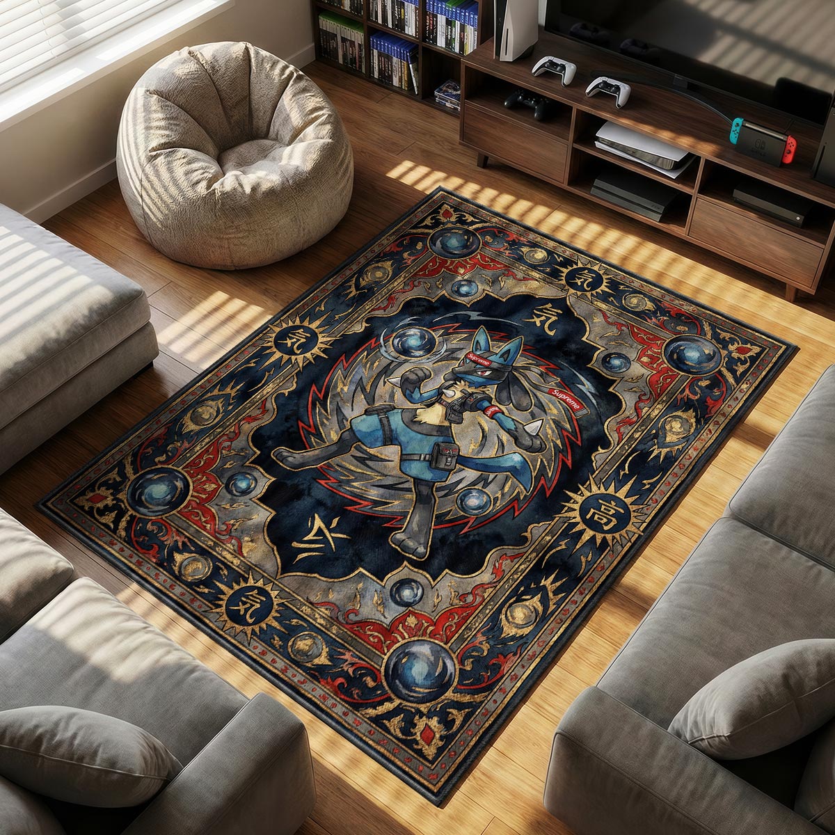 Lucario Supreme Aura Rug - Streetwear Floor Mat