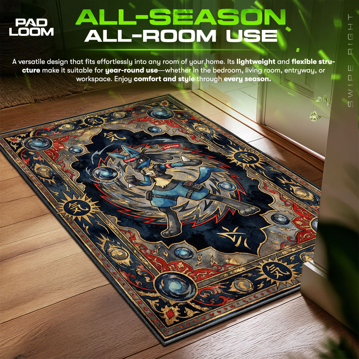 Lucario Supreme Aura Rug - Streetwear Floor Mat