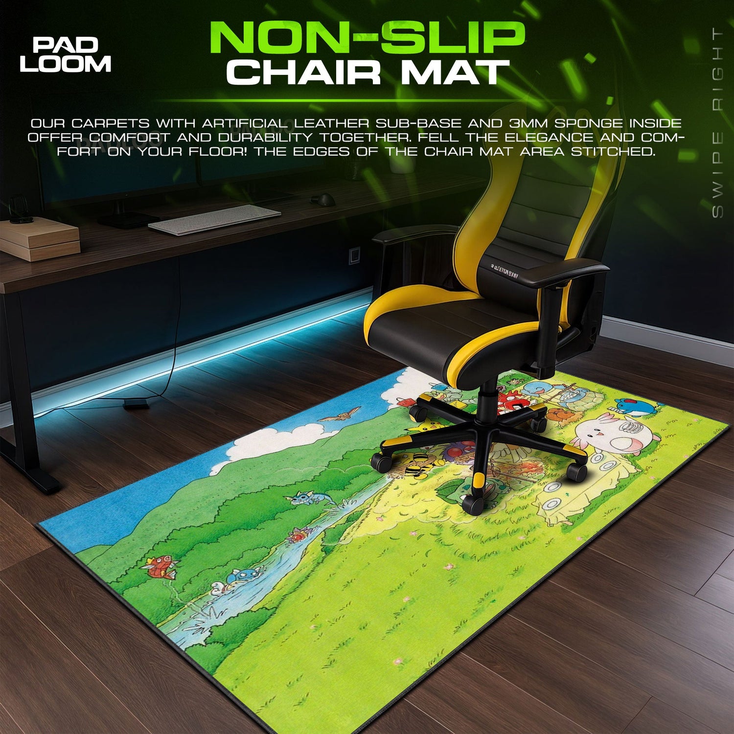 Pokemon Meadow Picnic Mouse Pad, Anime Gamer Desk Mat Padloom