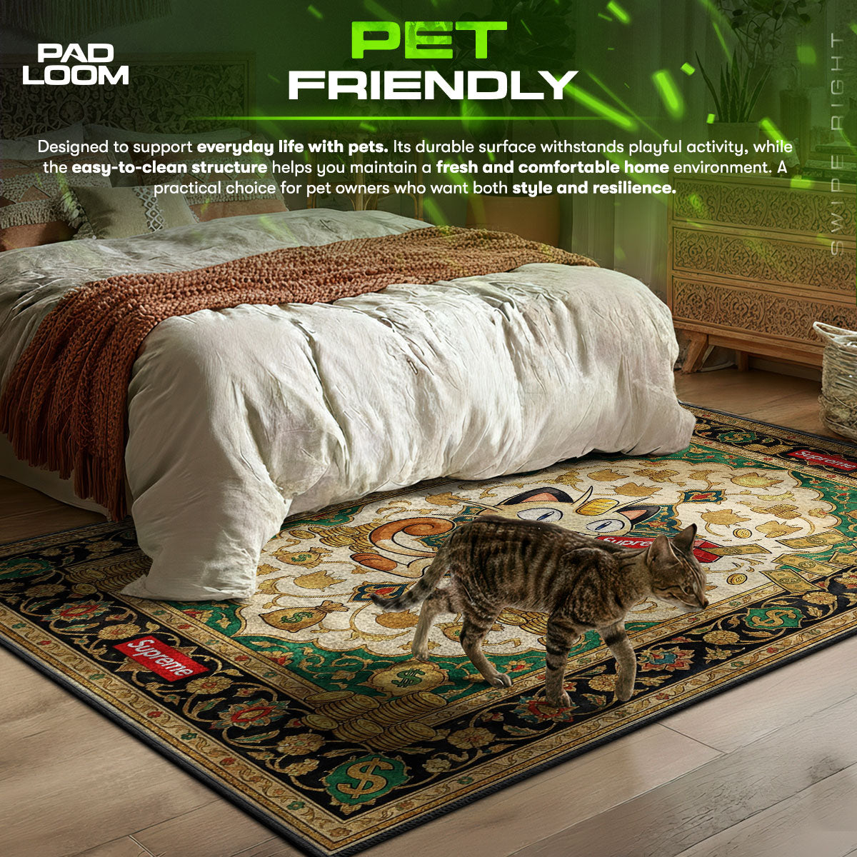 Pokemon Meowth Cash Cannon Rug - Streetwear Floor Mat