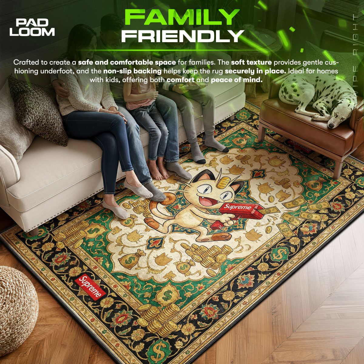 Pokemon Meowth Cash Cannon Rug - Streetwear Floor Mat