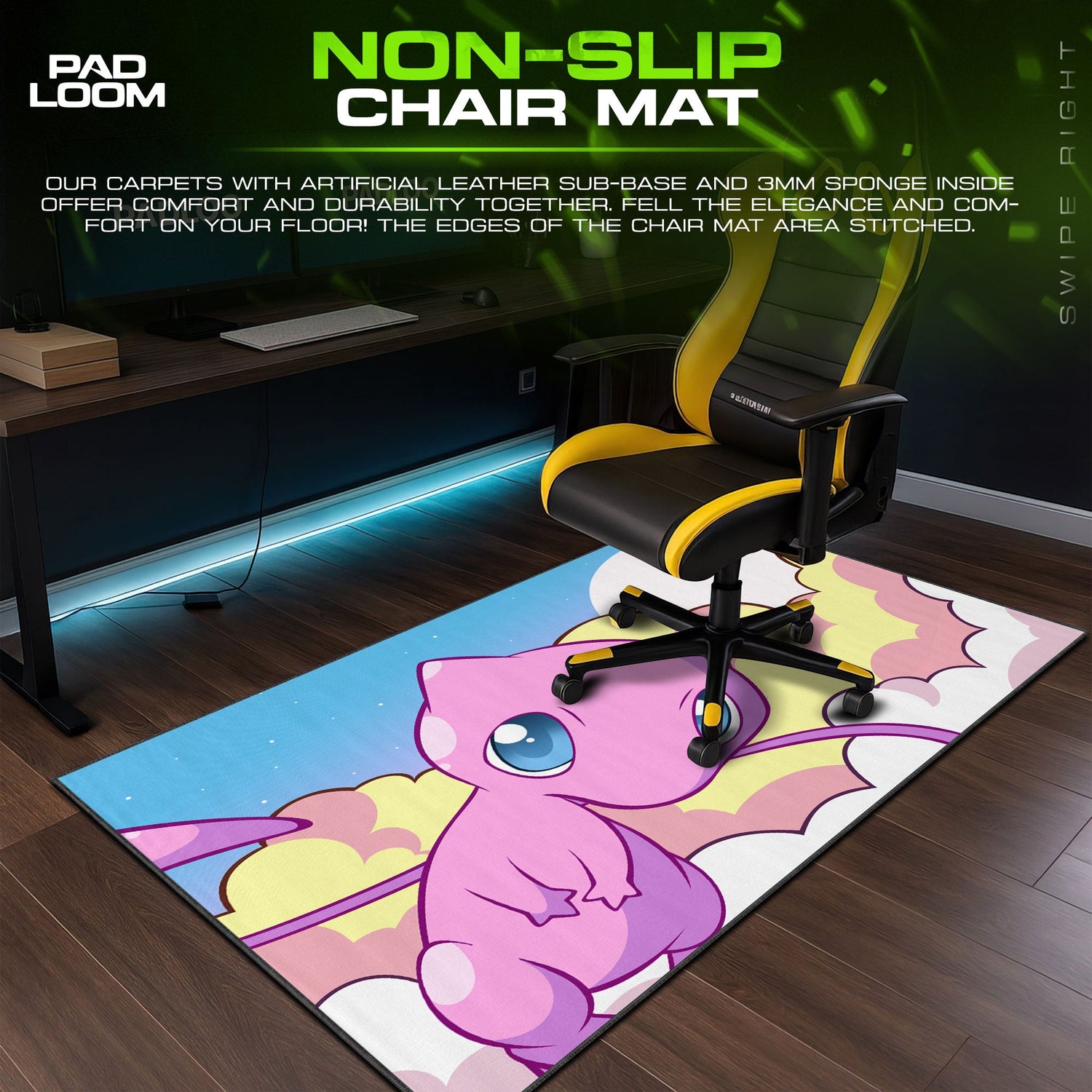 Pokemon Mew Cloud Dreams Mouse Pad, Game Gaming Desk Mat Padloom
