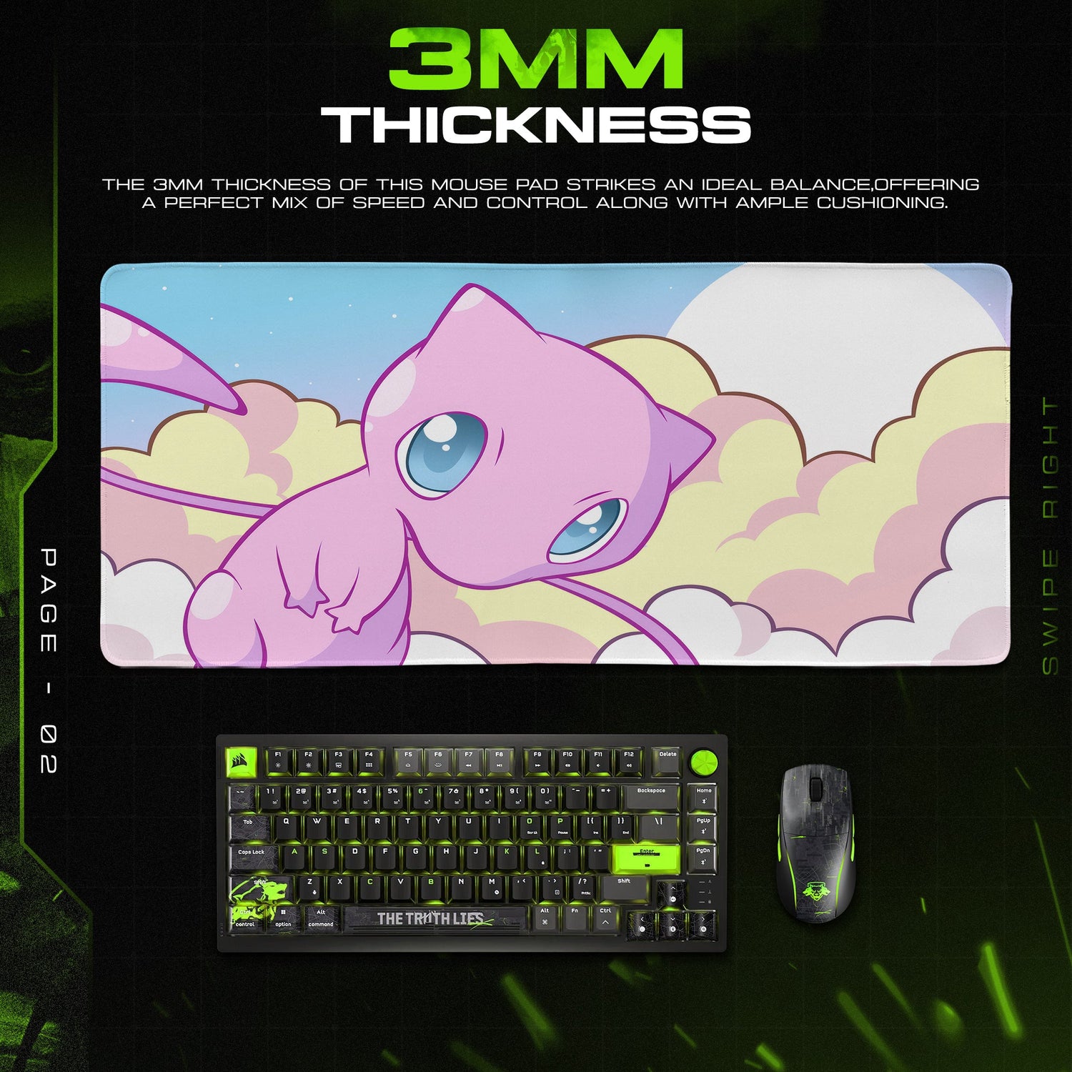 Pokemon Mew Skybound Mouse Pad – Anime Desk Mat Padloom