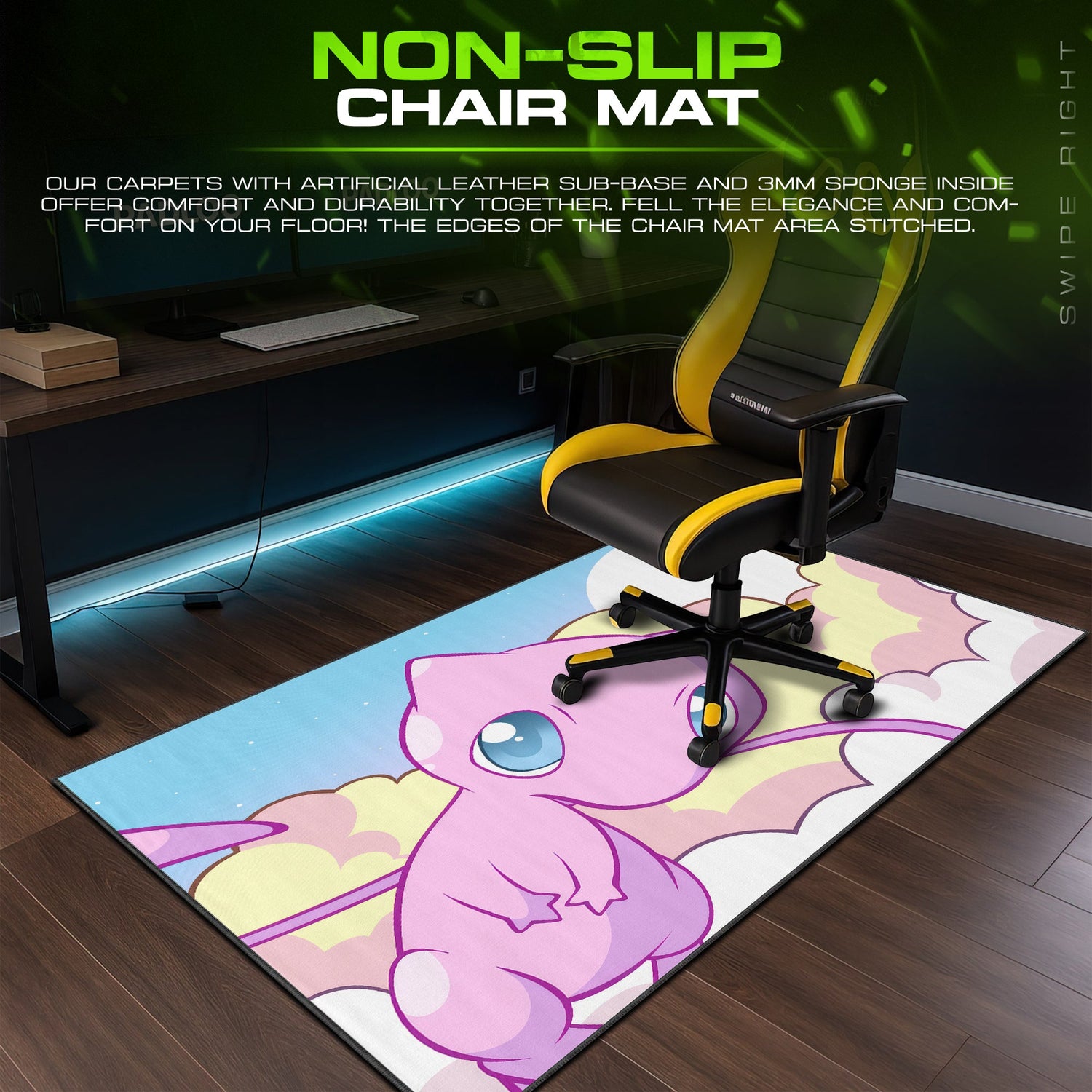 Pokemon Mew Skybound Mouse Pad – Anime Desk Mat Padloom