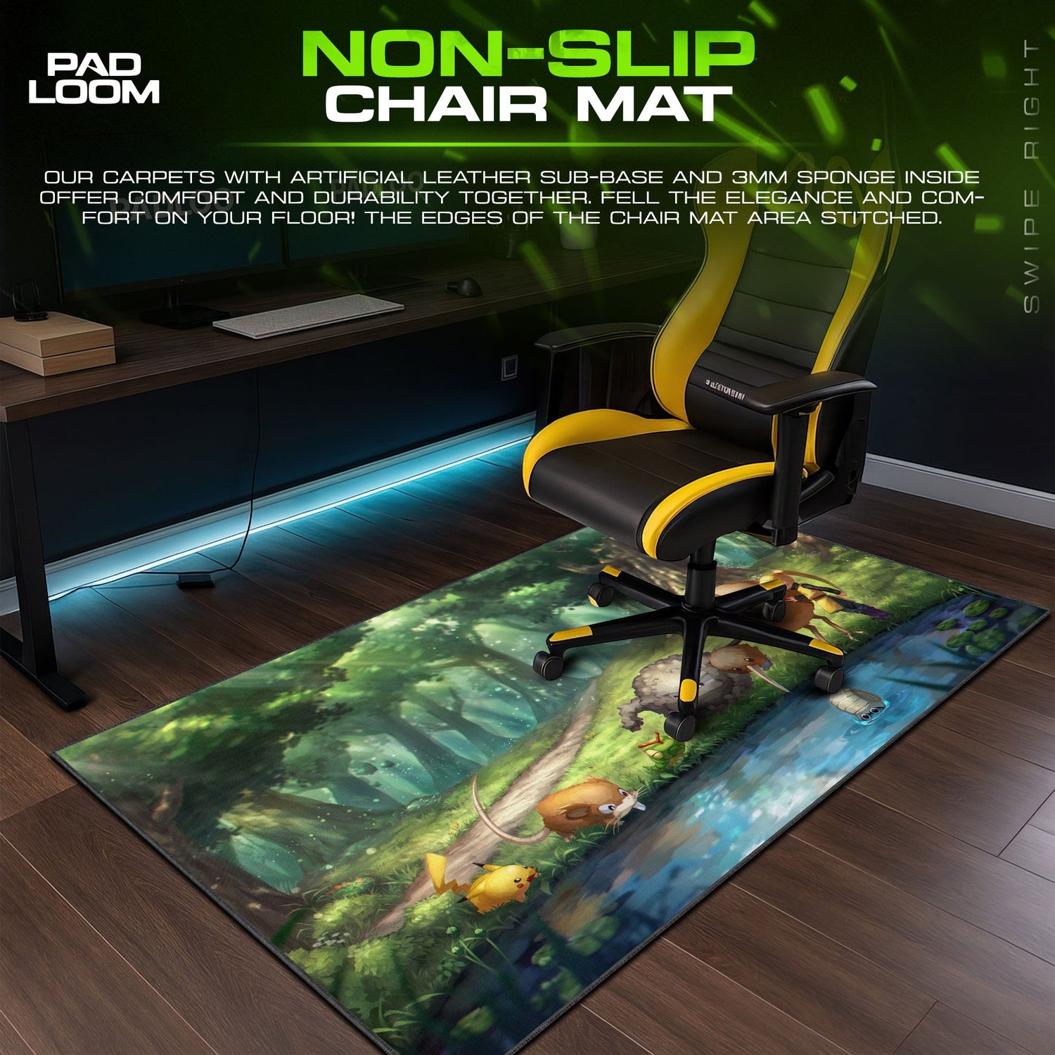 Pokémon Mouse Pad, Forest Pond Scene Gamer Desk Mat Padloom
