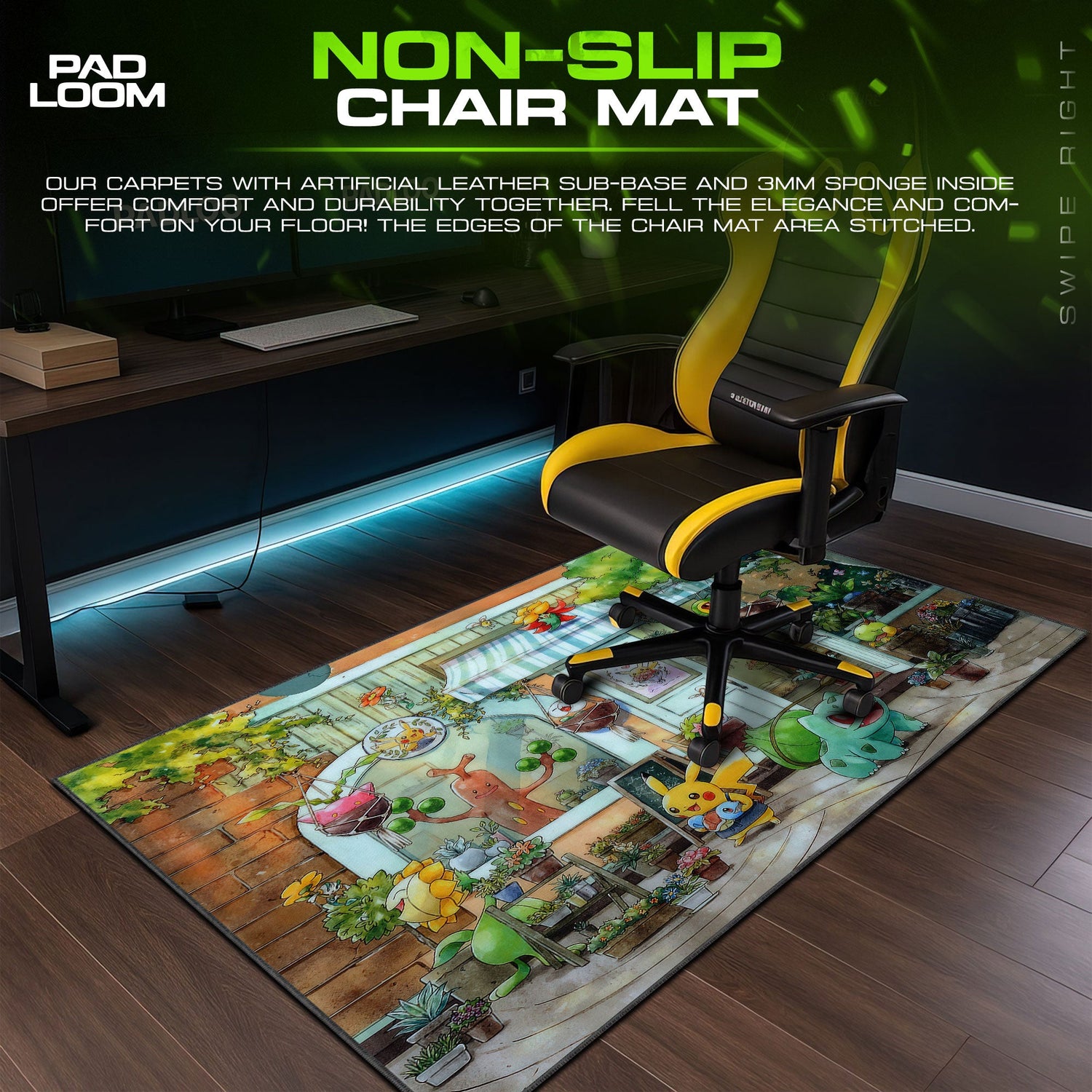 Pokemon Mouse Pad, Garden House Bulbasaur Anime Desk Mat Padloom