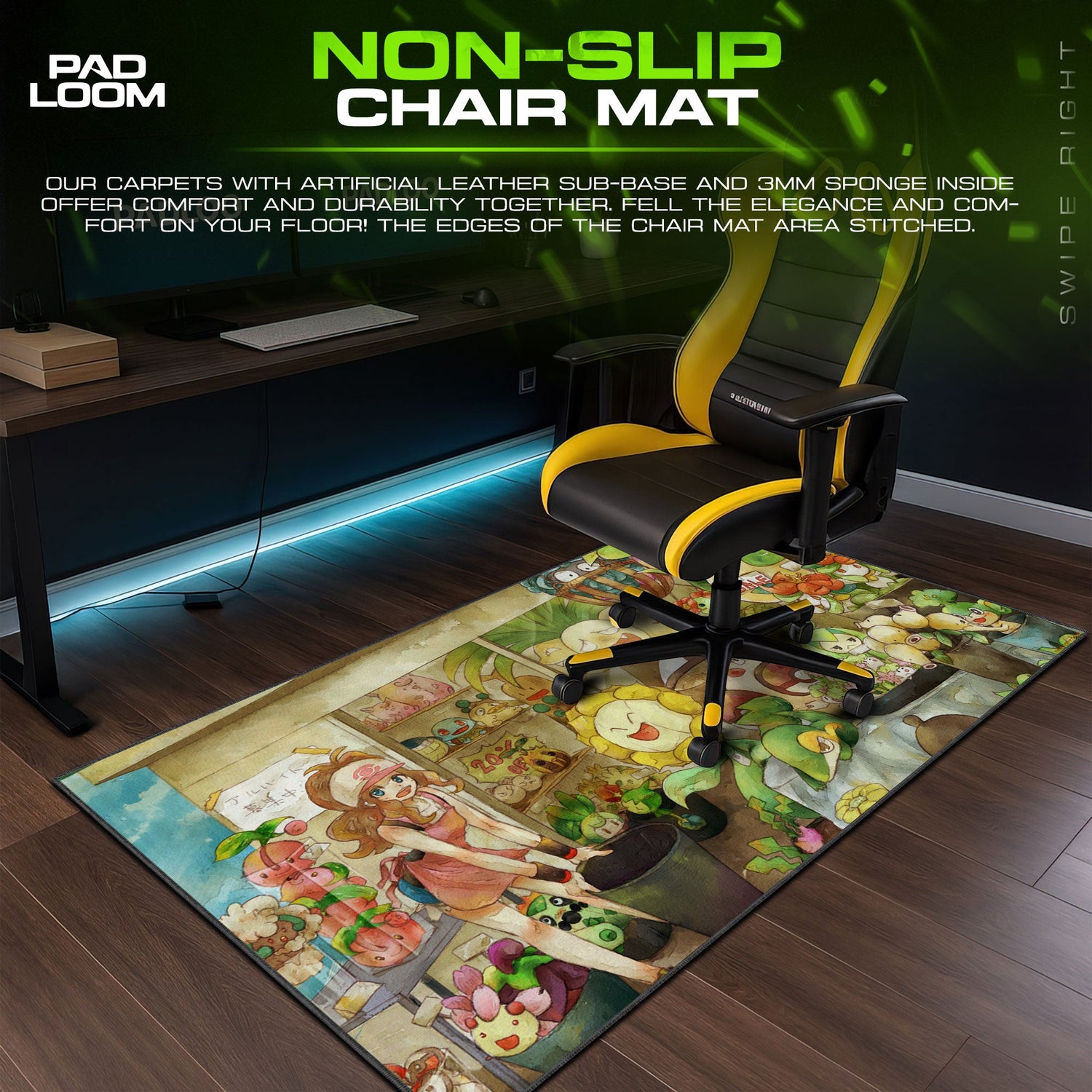 Pokemon Mouse Pad, Grass Market Stall Anime Desk Mat Padloom