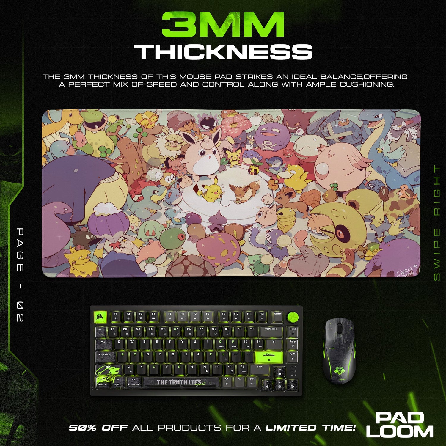 Pokémon Mouse Pad, Kawaii Pastel Anime Desk Mat Padloom