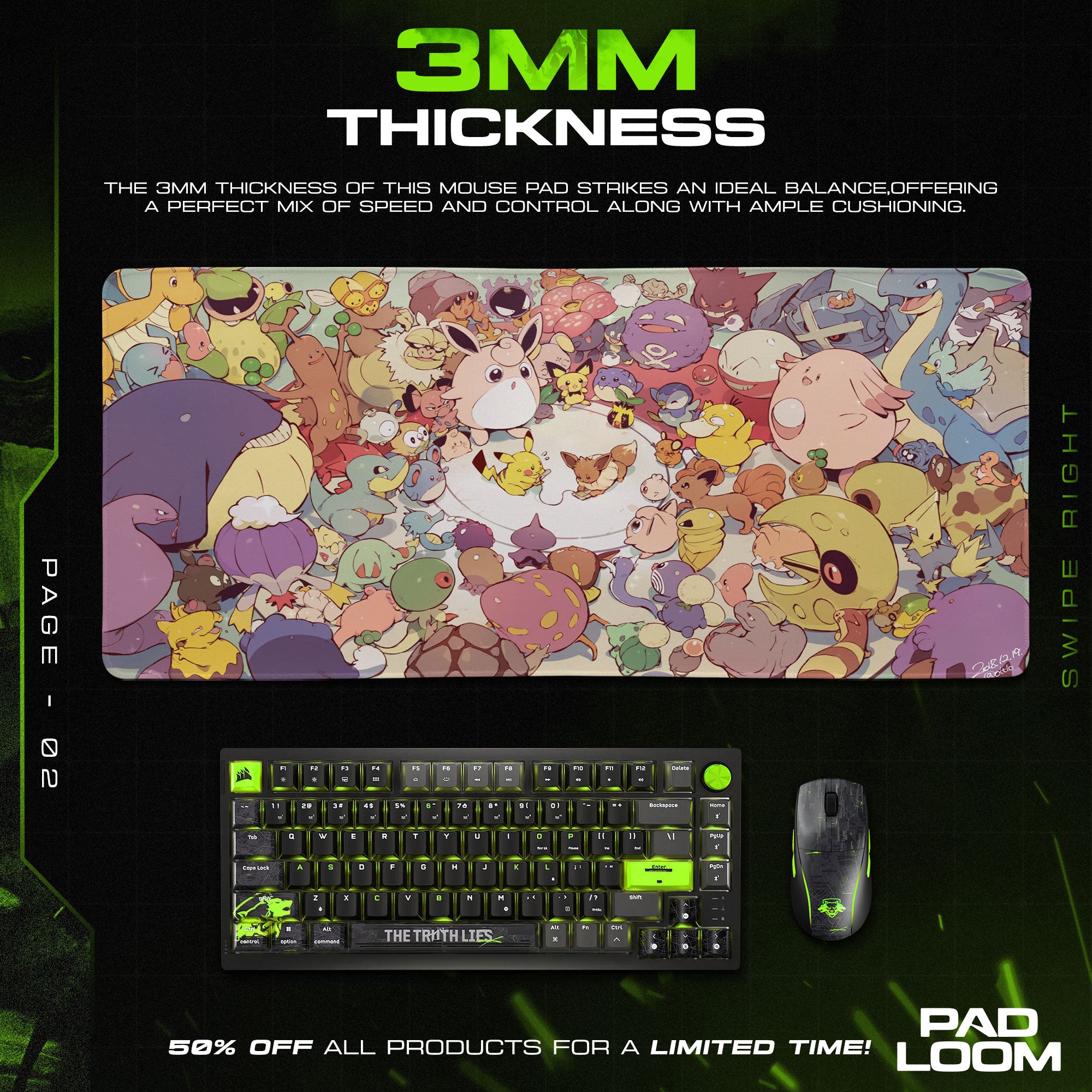 Pokémon Mouse Pad, Kawaii Pastel Anime Desk Mat