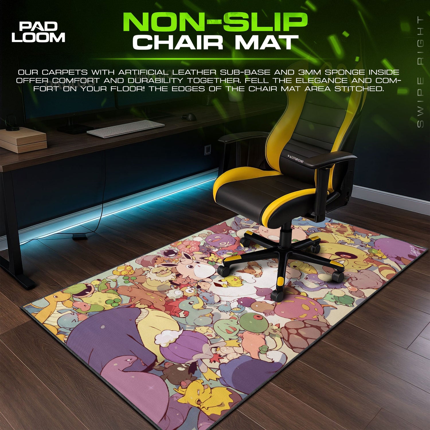 Pokémon Mouse Pad, Kawaii Pastel Anime Desk Mat Padloom