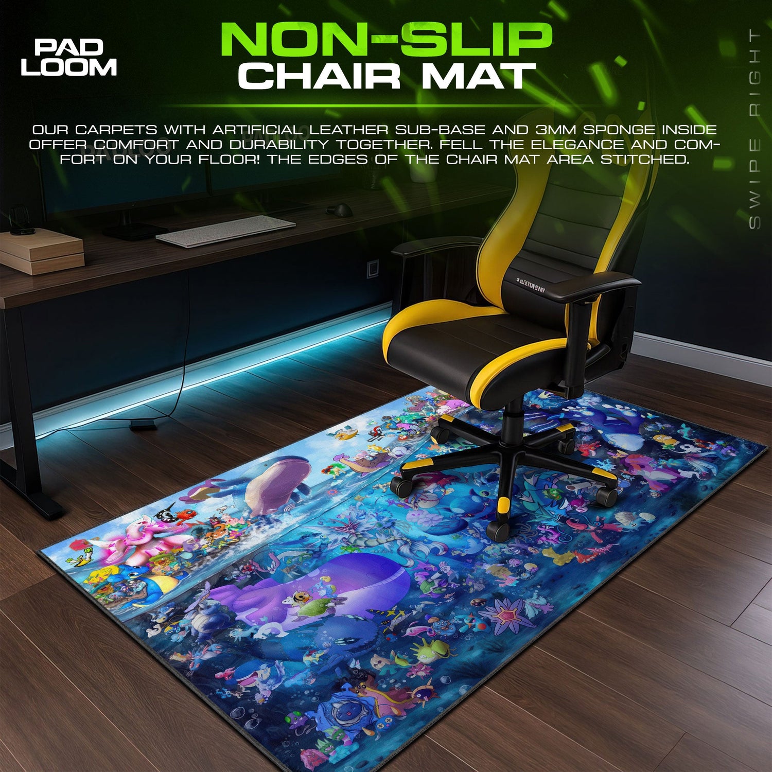 Pokemon Mouse Pad, Ocean Adventure Anime Desk Mat Padloom