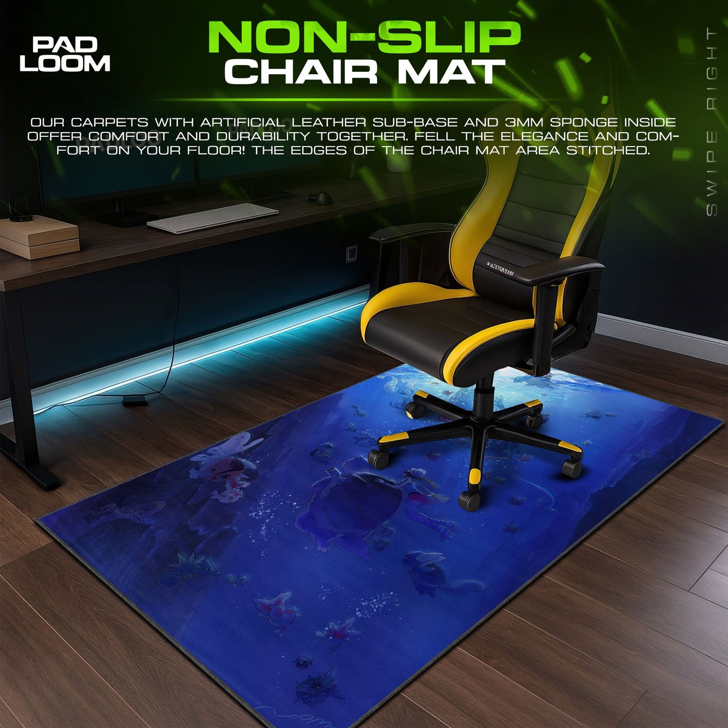 Pokémon Mouse Pad, Ocean Dive Anime Desk Mat Padloom