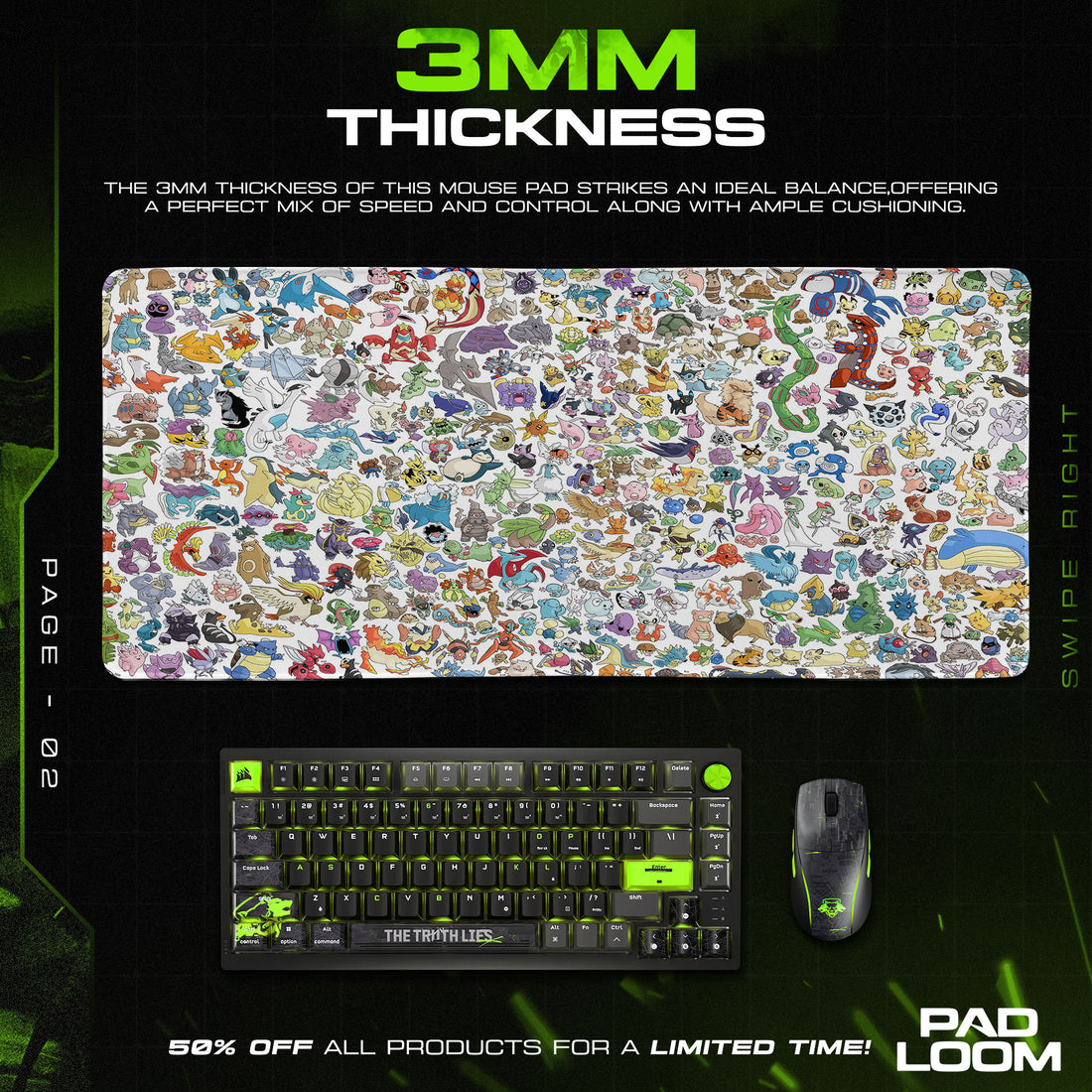 Pokemon Mouse Pad, Original 151 Collage Anime Desk Mat