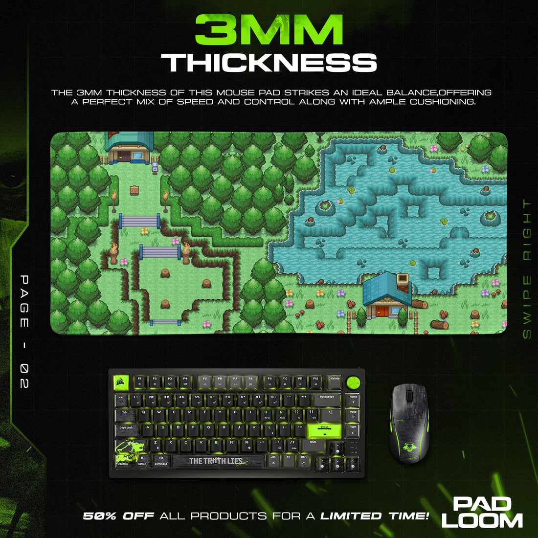 Pokémon Mouse Pad, Pixel Art Route & Lake Map Desk Mat
