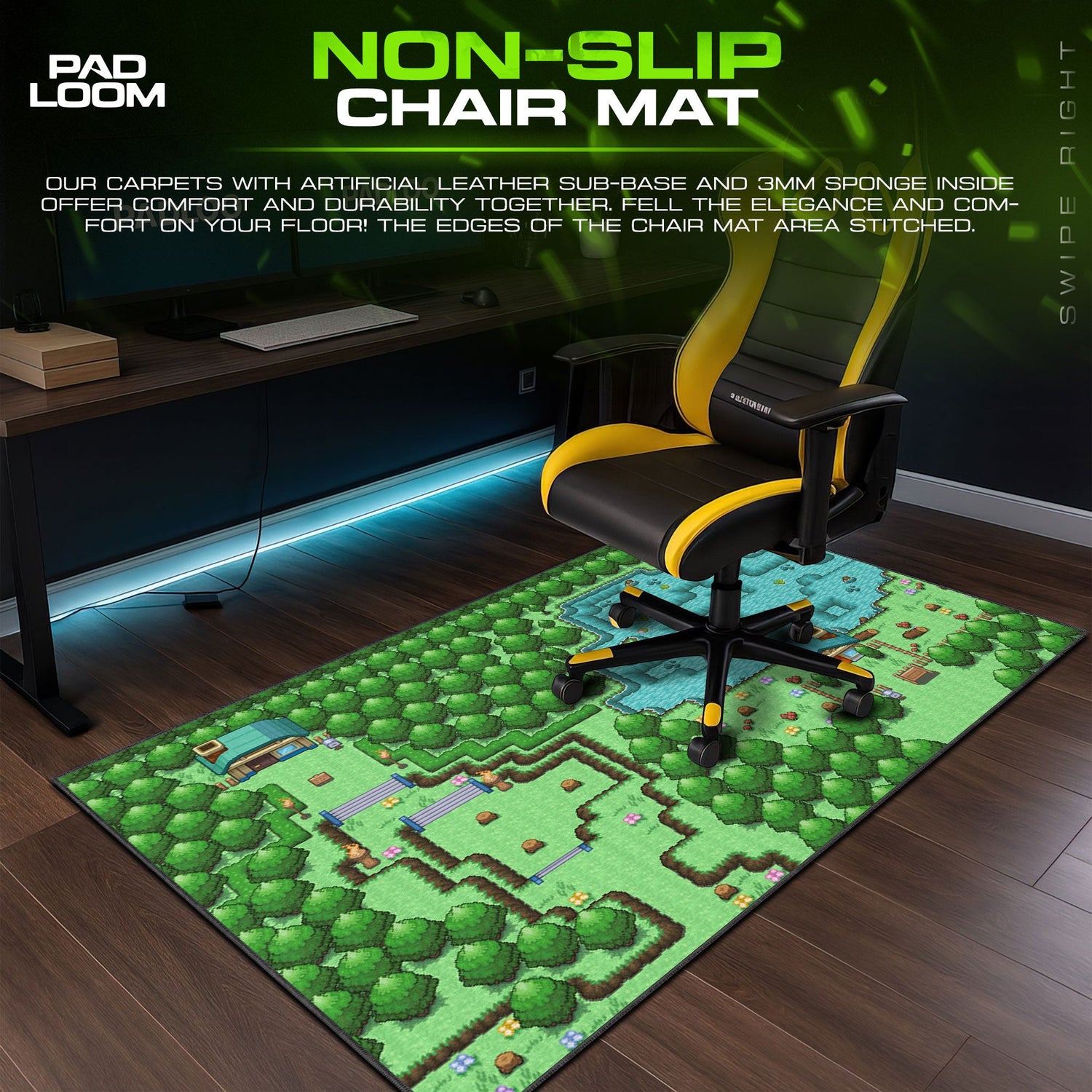 Pokémon Mouse Pad, Pixel Art Route & Lake Map Desk Mat Padloom