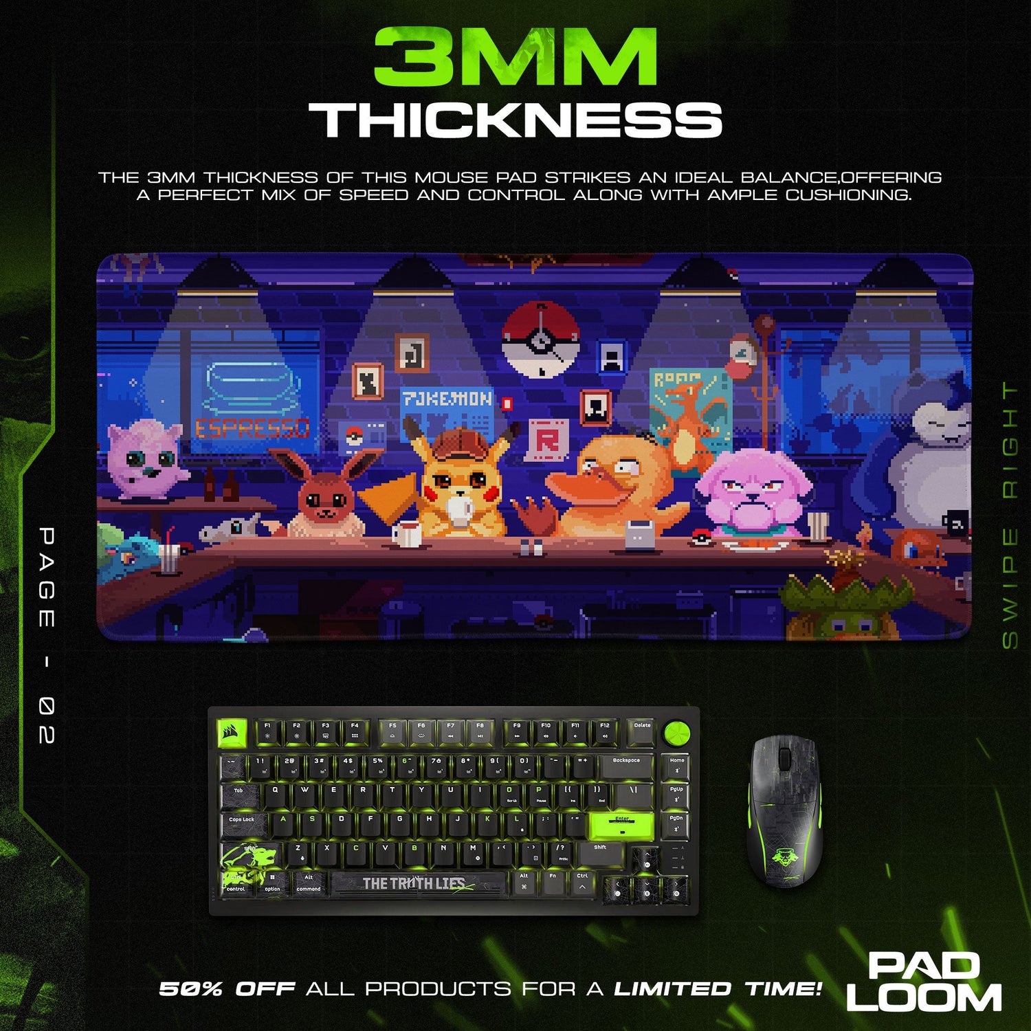Pokémon Mouse Pad, Pixel Café Anime Desk Mat Padloom
