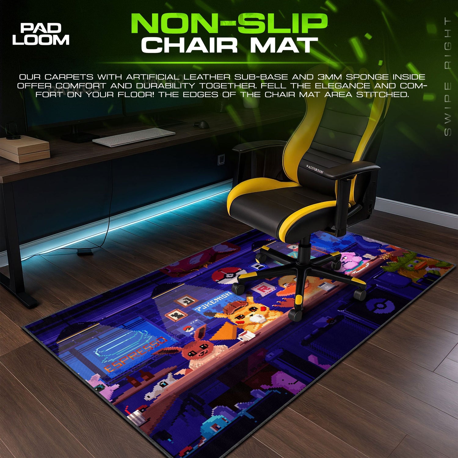 Pokémon Mouse Pad, Pixel Café Anime Desk Mat Padloom