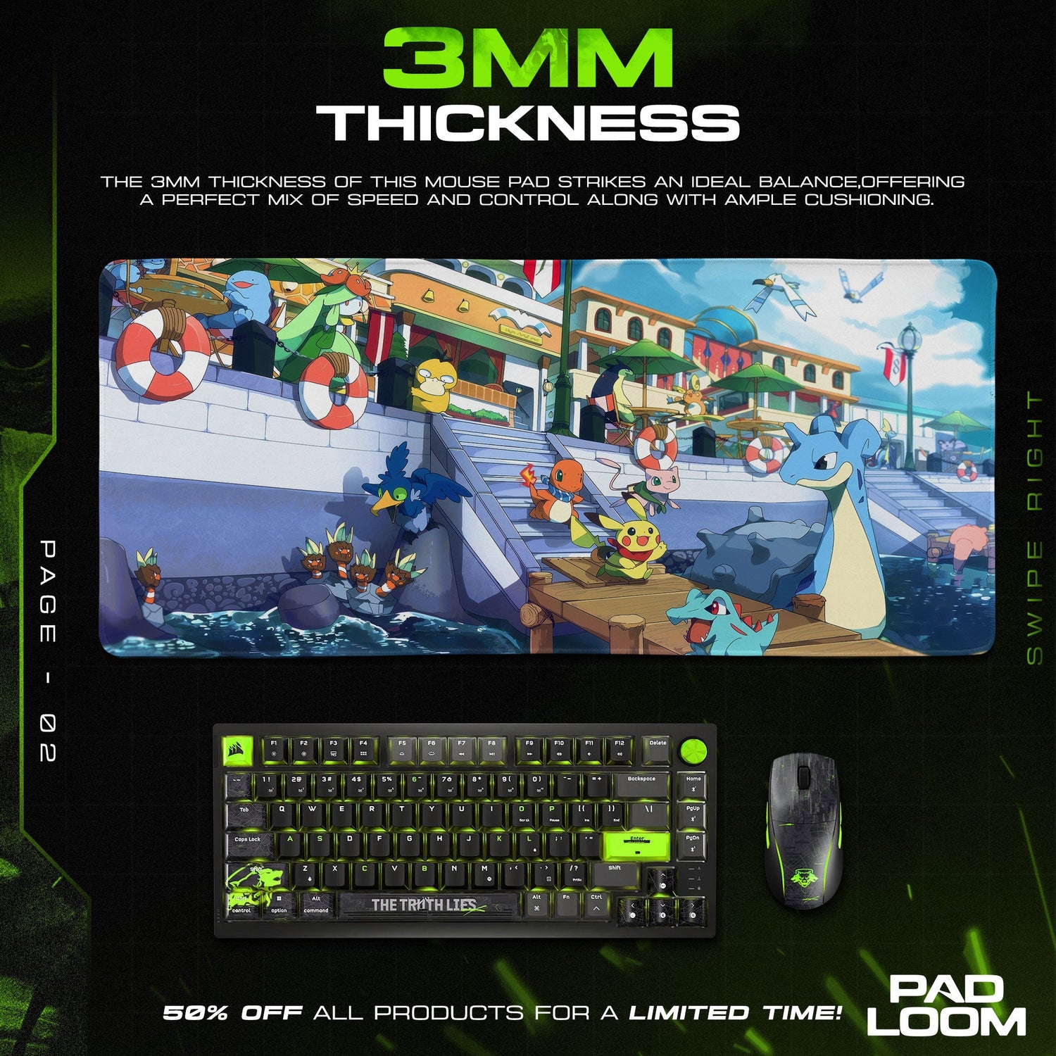 Pokémon Mouse Pad, Summer Dockside Gamer Desk Mat Padloom