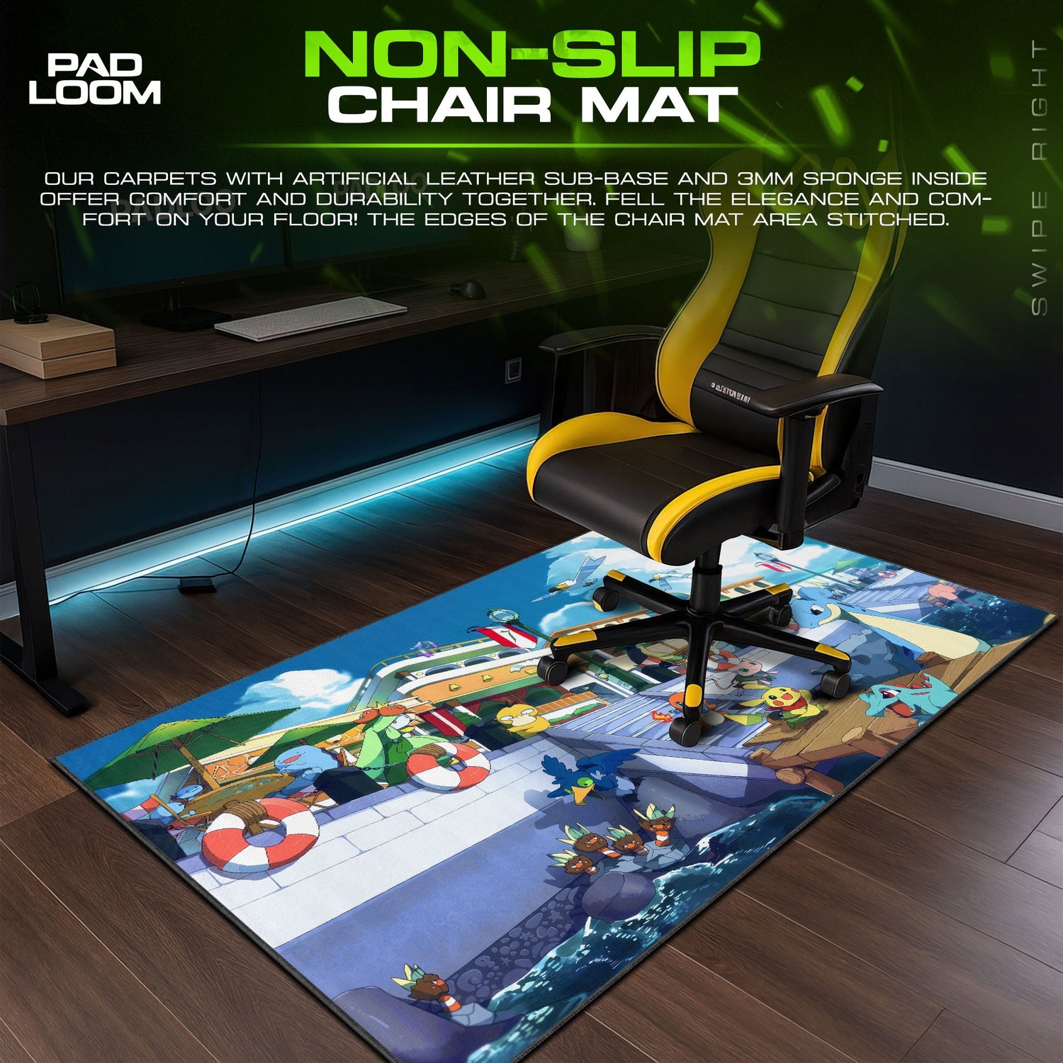 Pokémon Mouse Pad, Summer Dockside Gamer Desk Mat Padloom