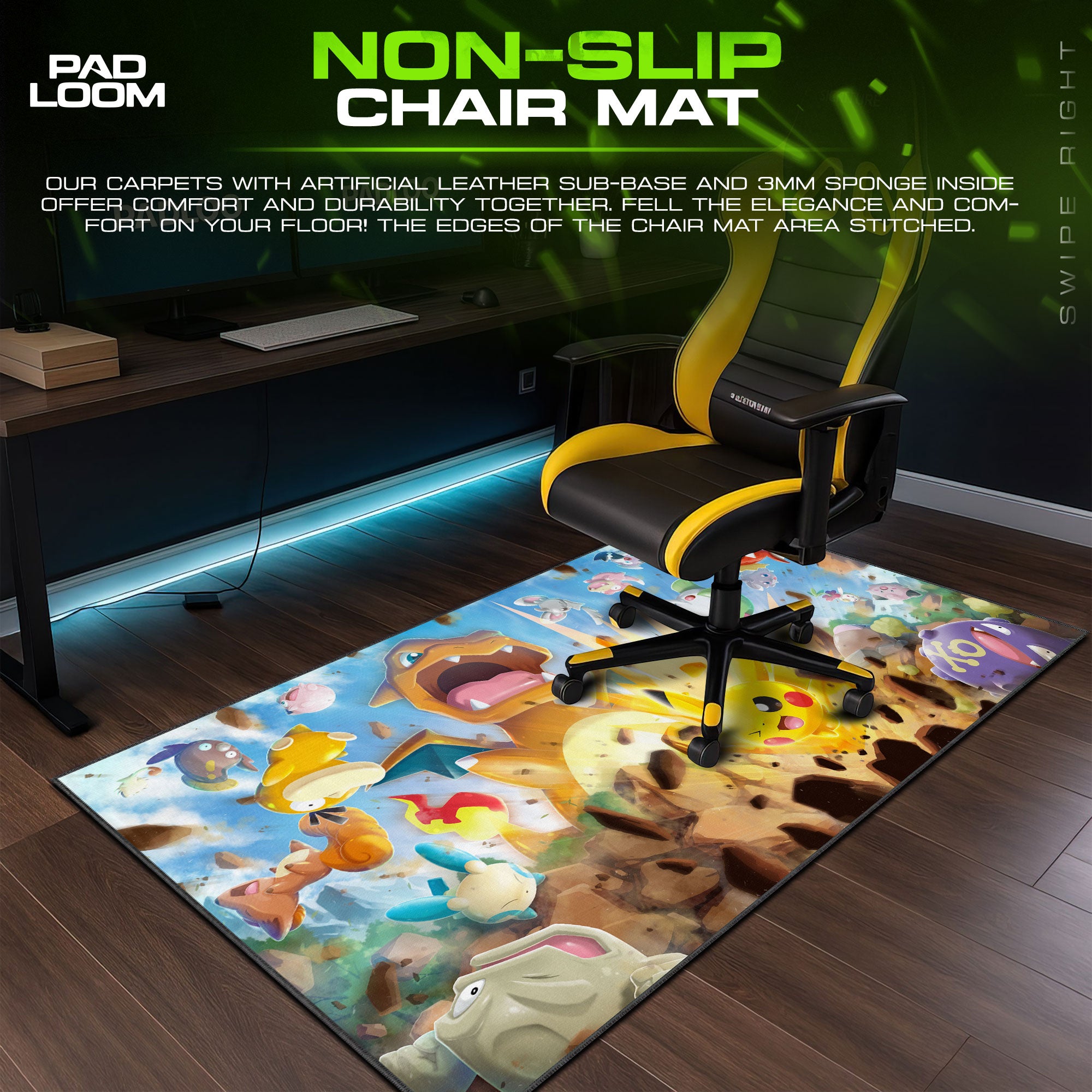 Pokemon Pikachu Battle Charge Mauspad, Anime Gaming Schreibtischmatte