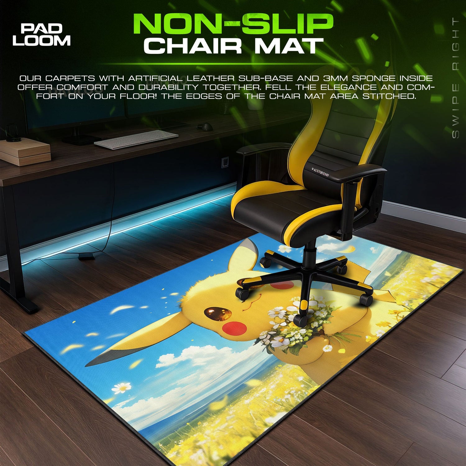 Pokémon Pikachu Bloom Mouse Pad, Gamer Desk Mat Padloom