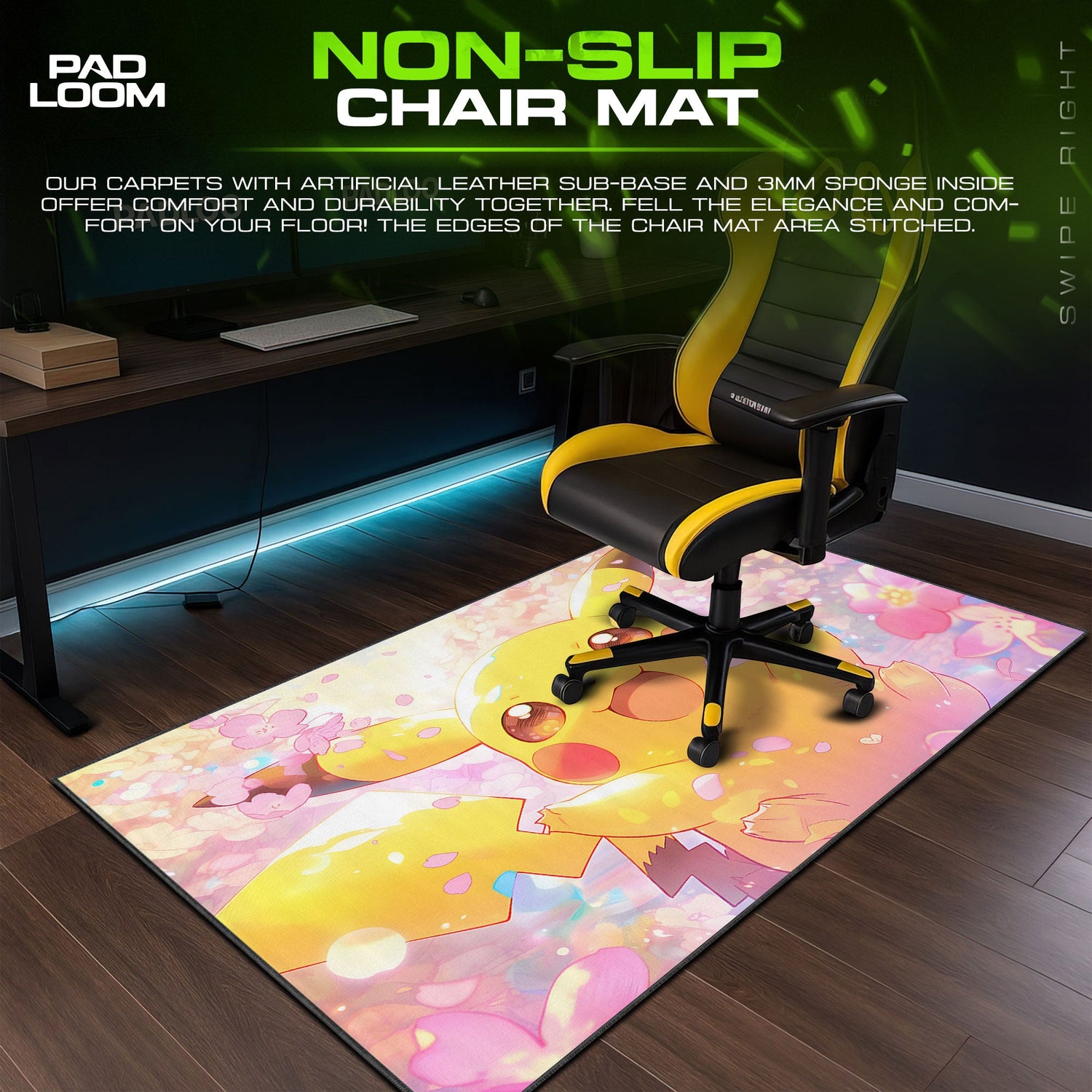 Pokémon Pikachu Blossom Joy Mouse Pad, Gamer Desk Mat Padloom