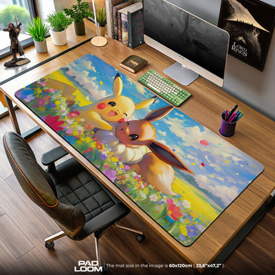 Pokémon Pikachu &amp; Evoli Wiese Mauspad, Gamer Schreibtischmatte