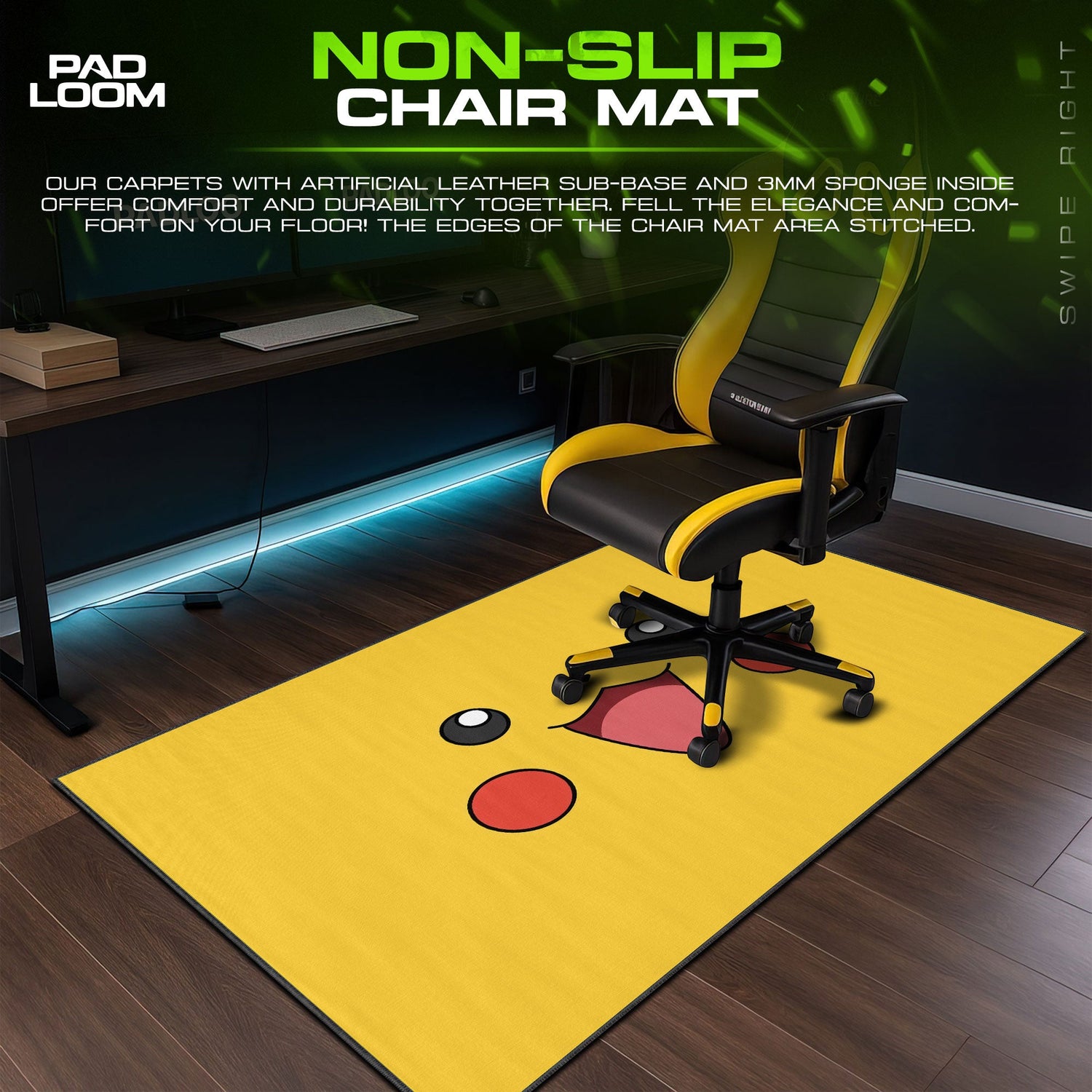 Pokemon Pikachu Face Mouse Pad, Game Gamer Desk Mat Padloom