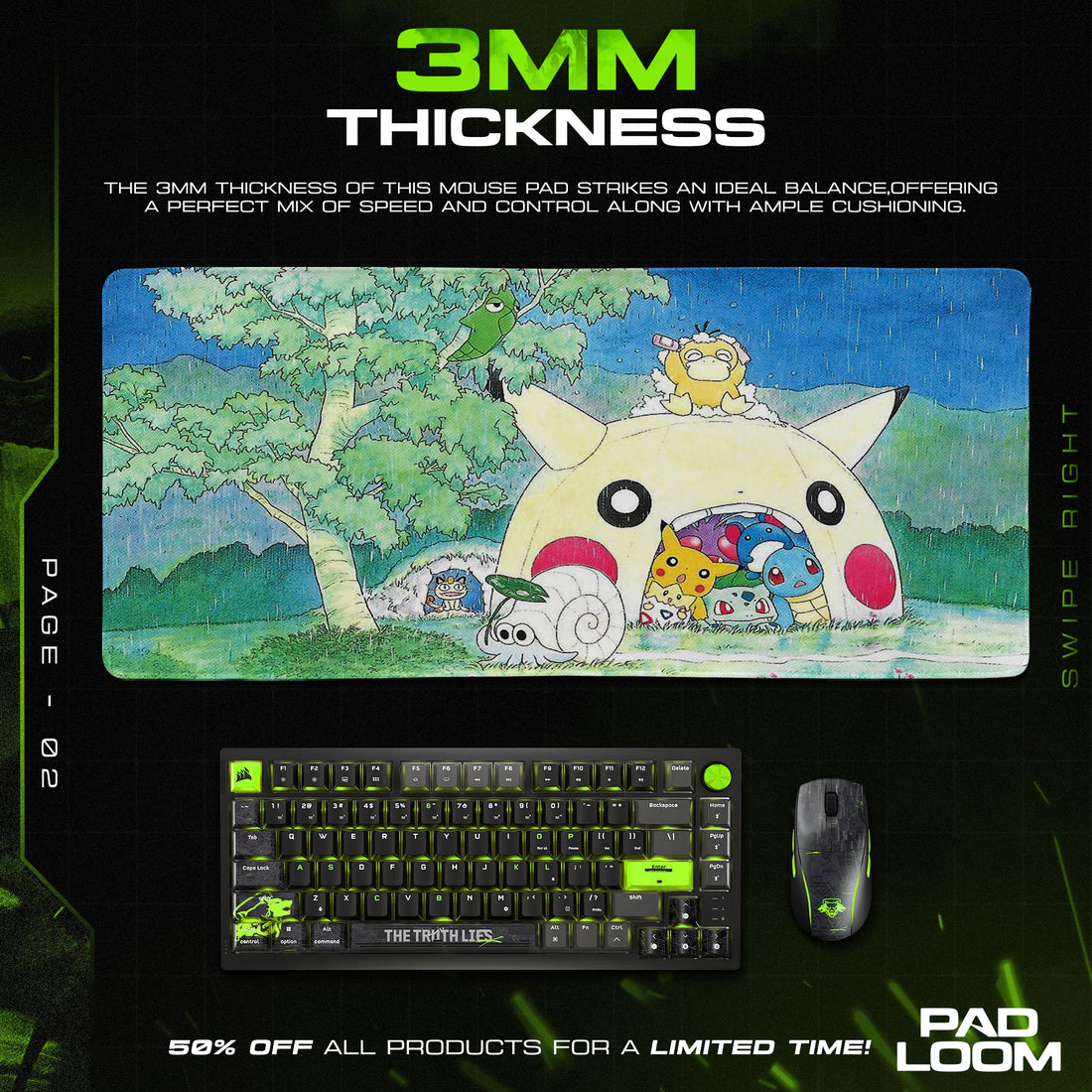 Pokemon Pikachu House Mouse Pad, Cartoon Gamer Desk Mat