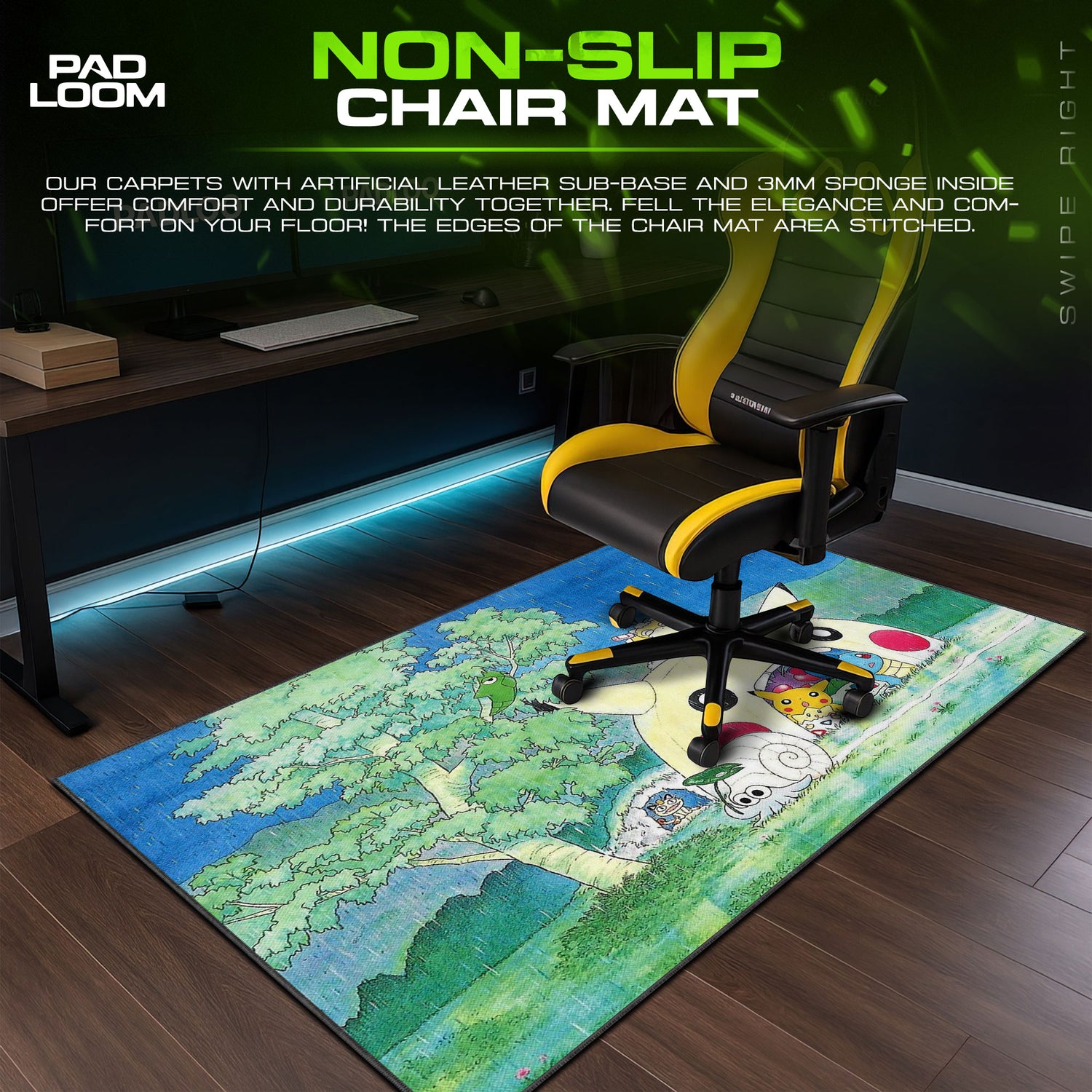 Pikachu desk mat showing full Pokemon artwork