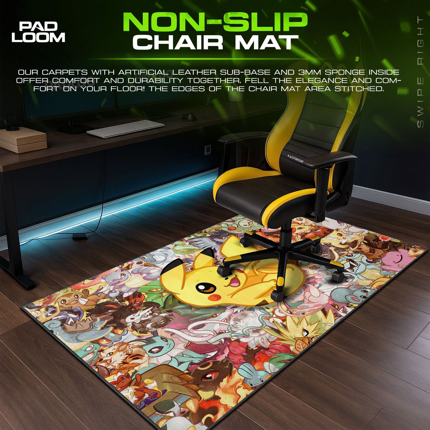 Pokemon Pikachu Mouse Pad, Starter Collage Anime Desk Mat Padloom