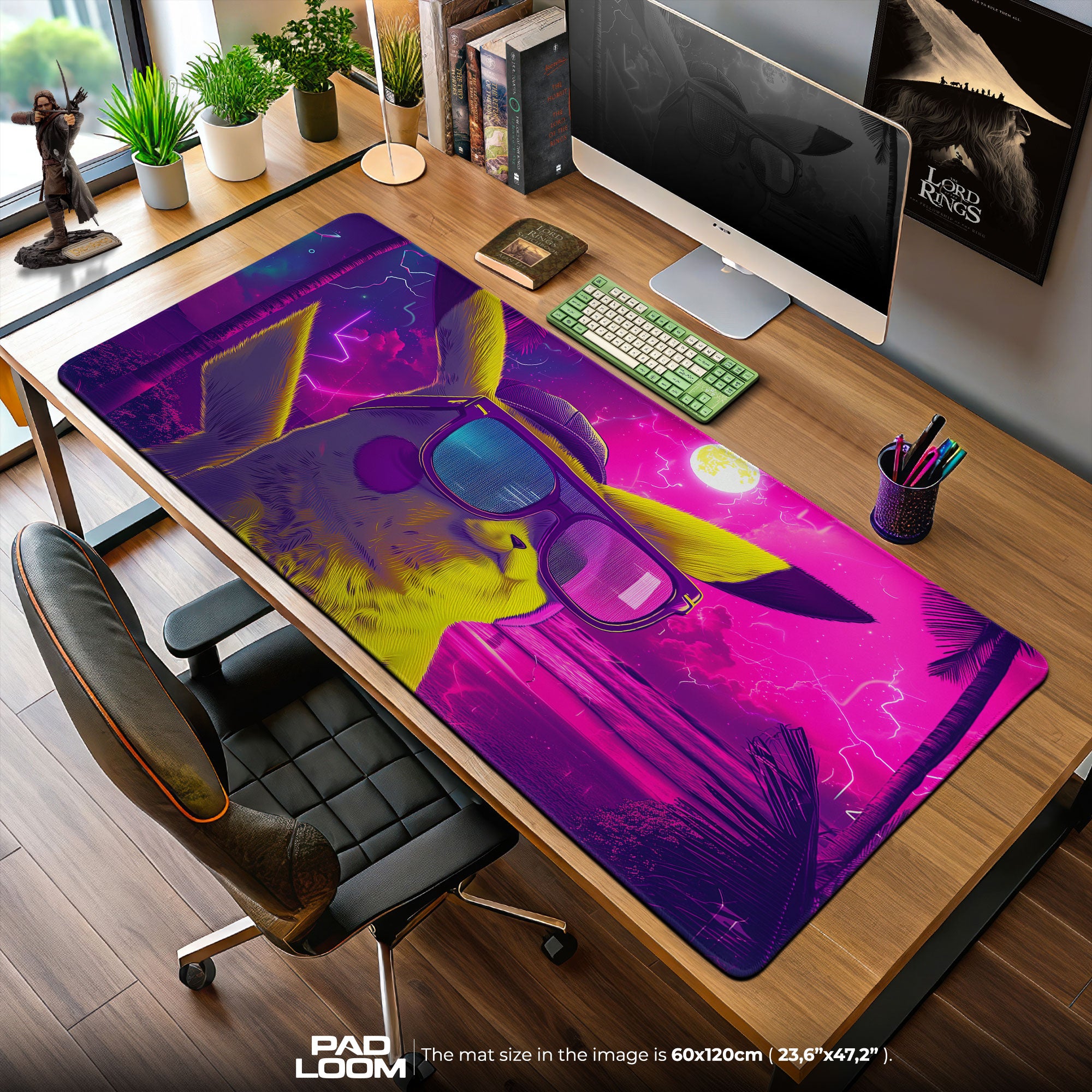 Pokemon Pikachu Neon Vibes Mouse Pad, Gamer Desk Mat