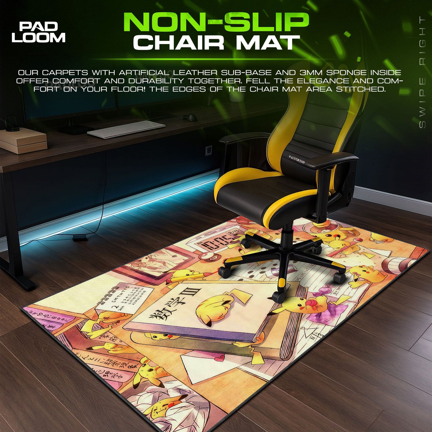Pokemon Pikachu Study Desk Mouse Pad, Game Gamer Desk Mat Padloom