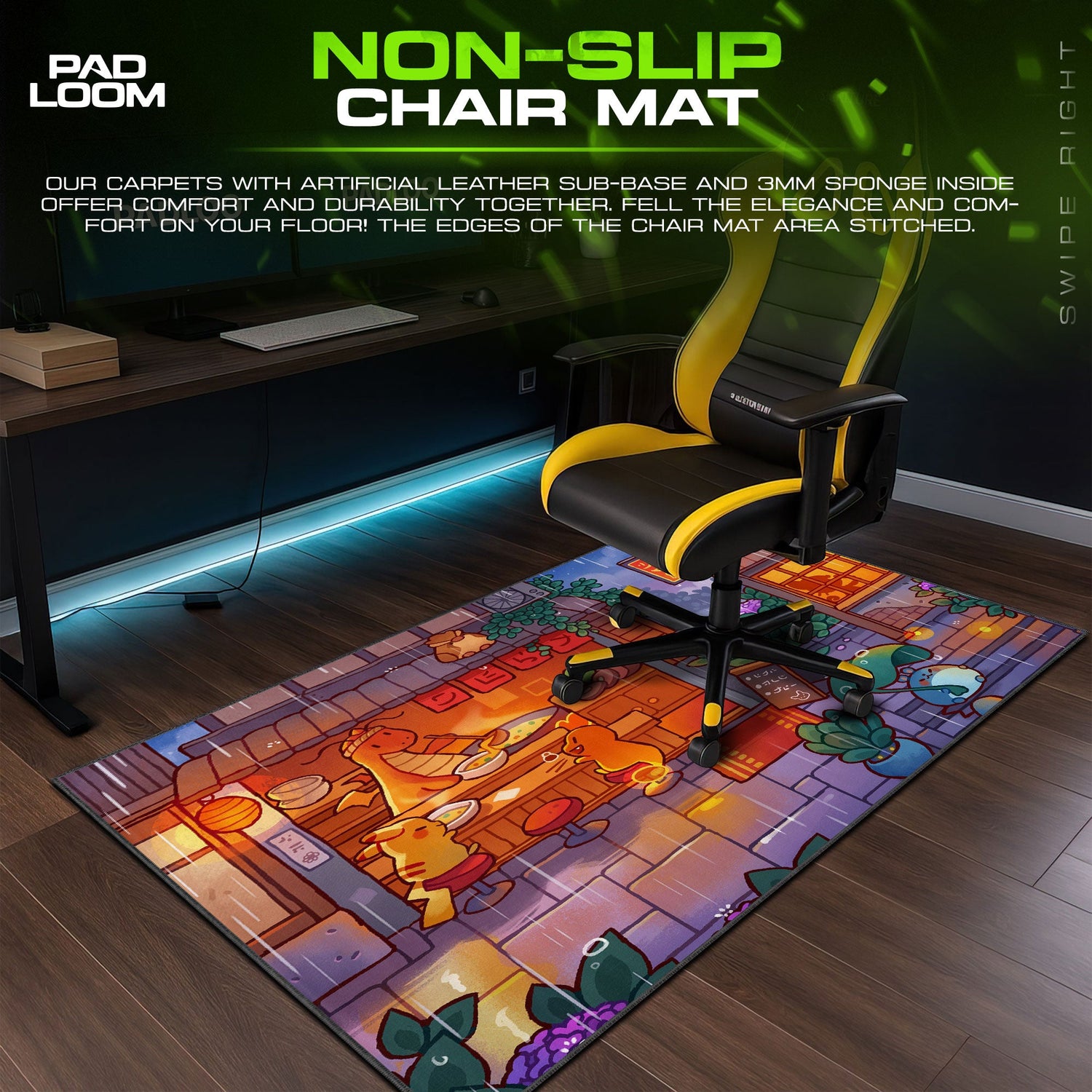 Pokemon Ramen Shop Mouse Pad, Cozy Night Anime Desk Mat Padloom
