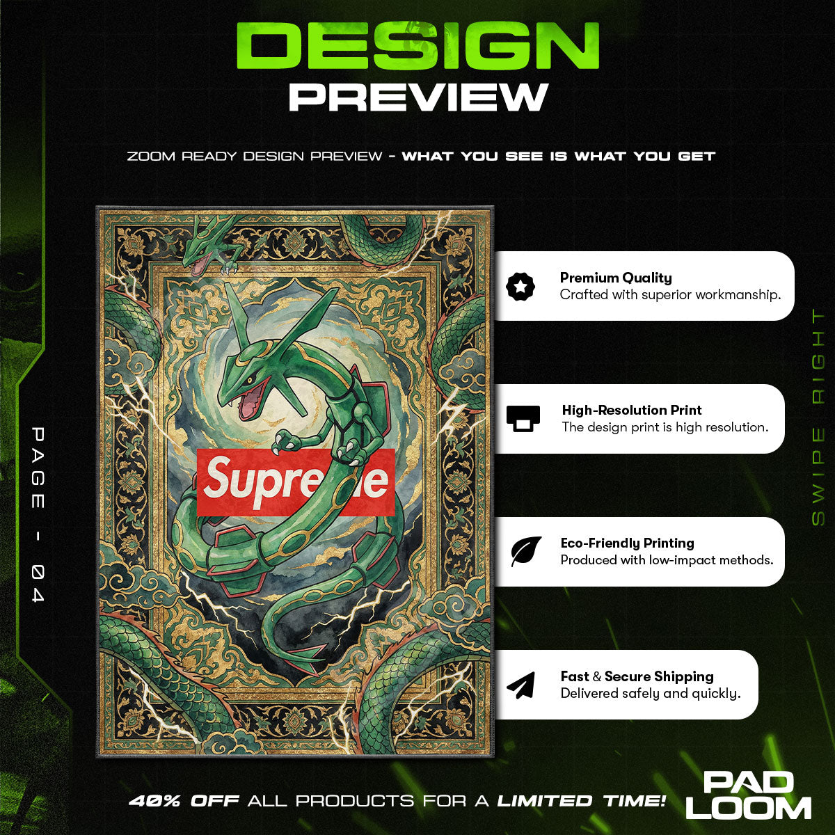 Supreme Rayquaza Storm Rug - Streetwear Floor Mat