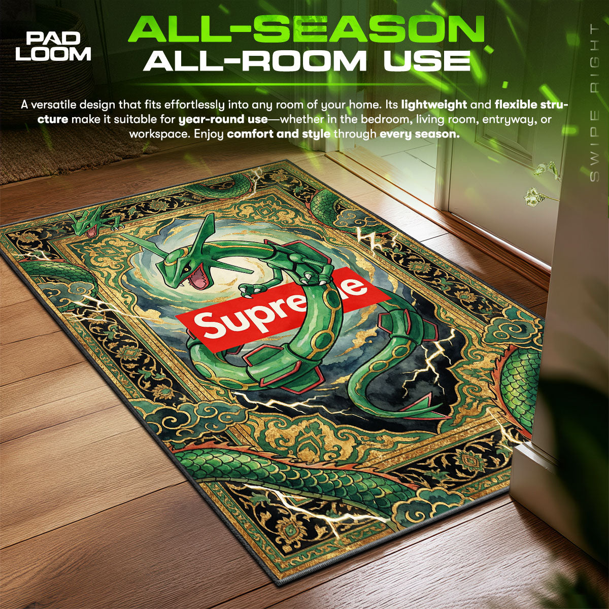 Supreme Rayquaza Storm Rug - Streetwear Floor Mat