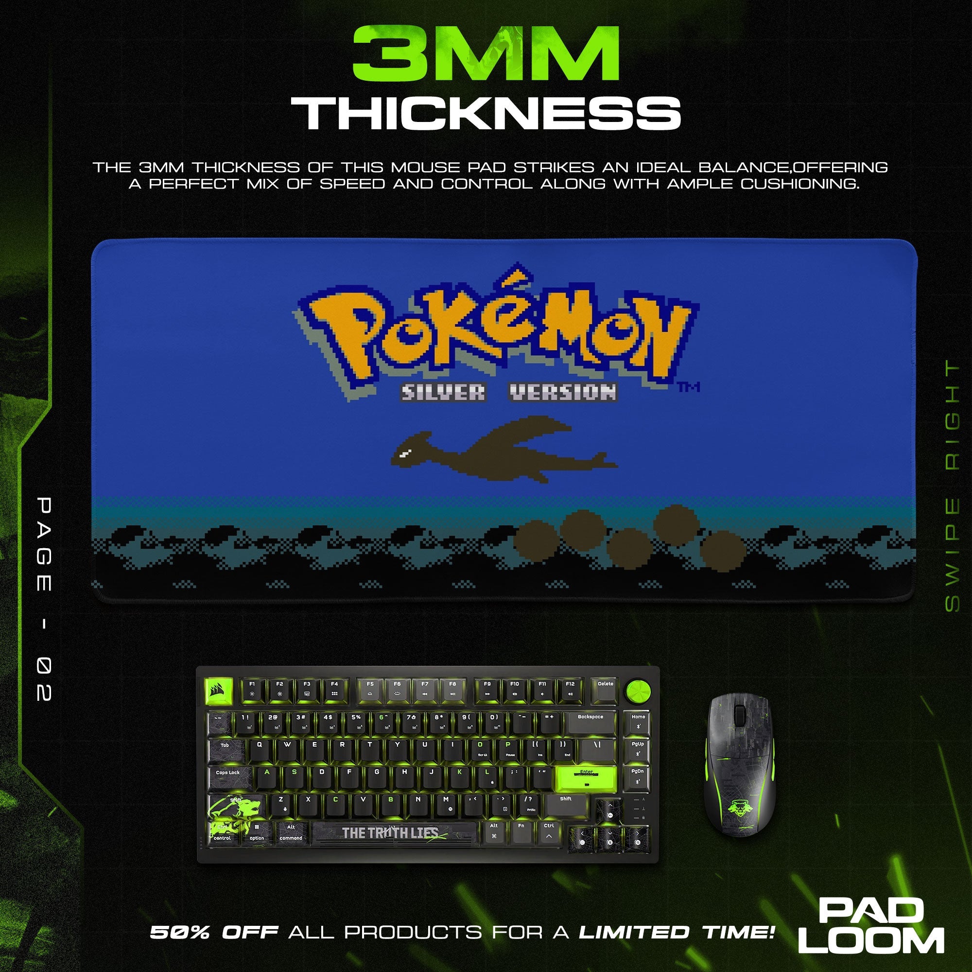 Pokémon Silver Version Mouse Pad - Retro Game Desk Mat Padloom