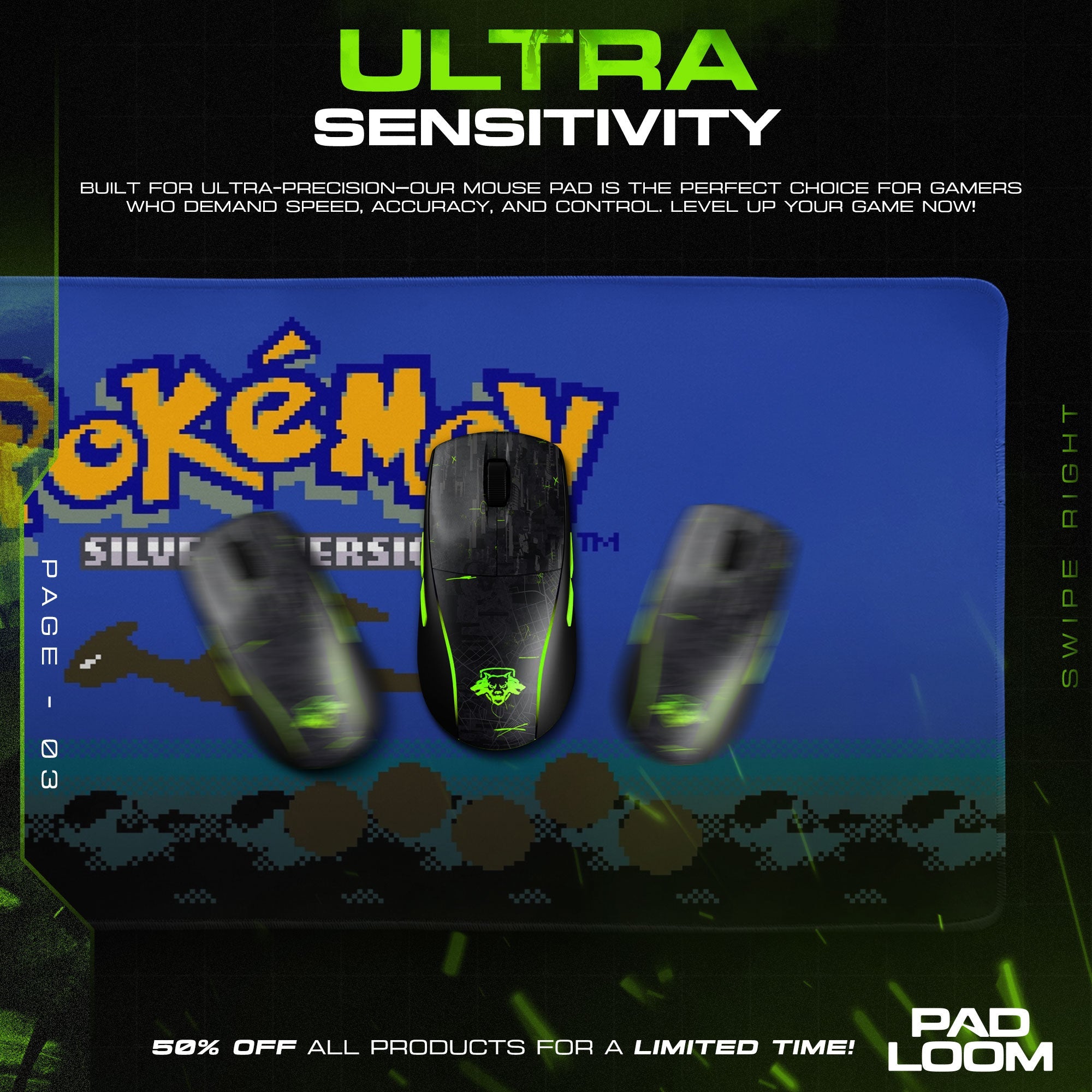 Pokémon Silver Version Mouse Pad - Retro Game Desk Mat Padloom