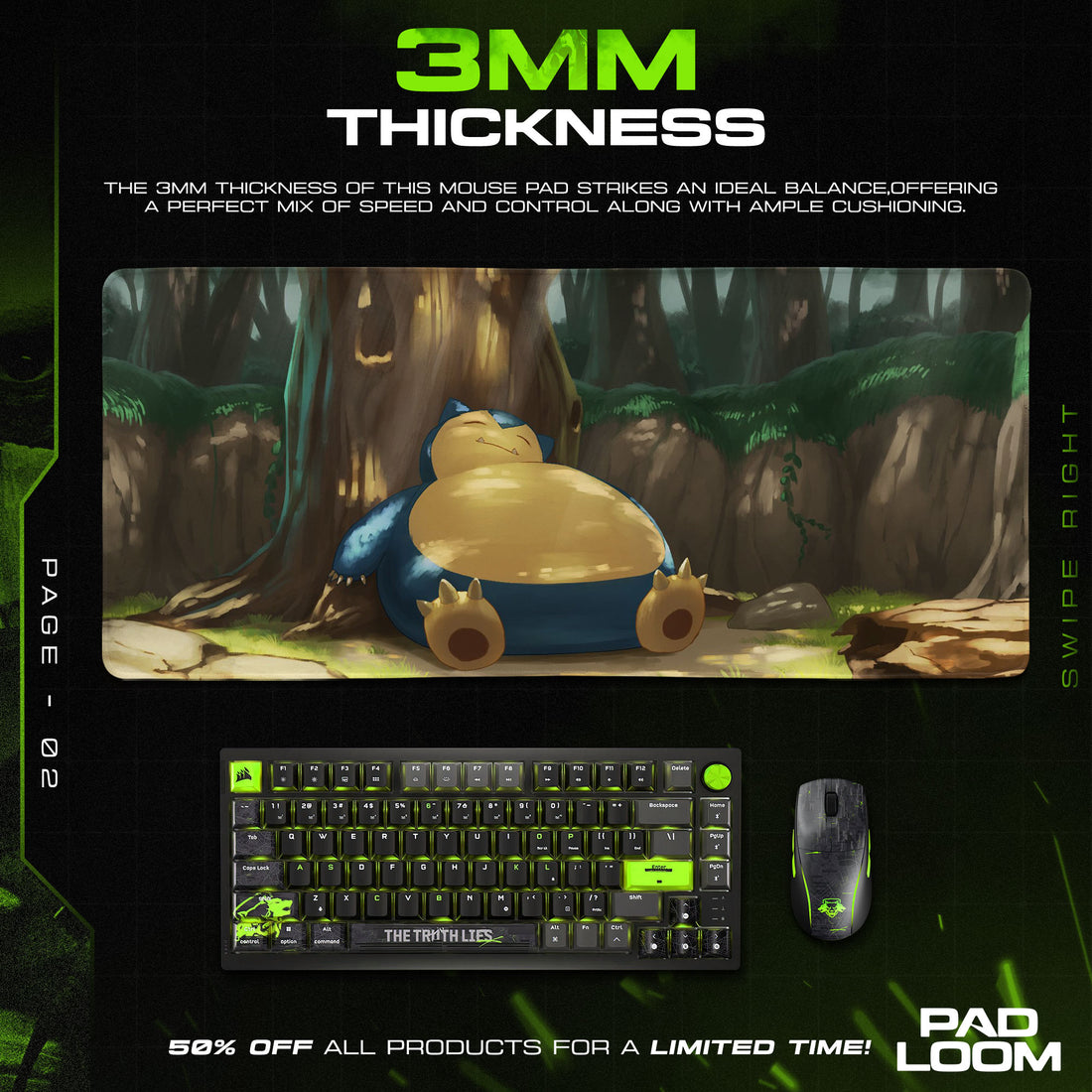 Pokemon Snorlax Mouse Pad, Forest Nap Anime Desk Mat