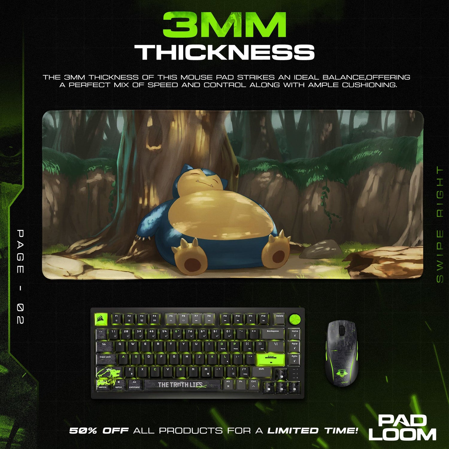 Pokemon Snorlax Mouse Pad, Forest Nap Anime Desk Mat Padloom