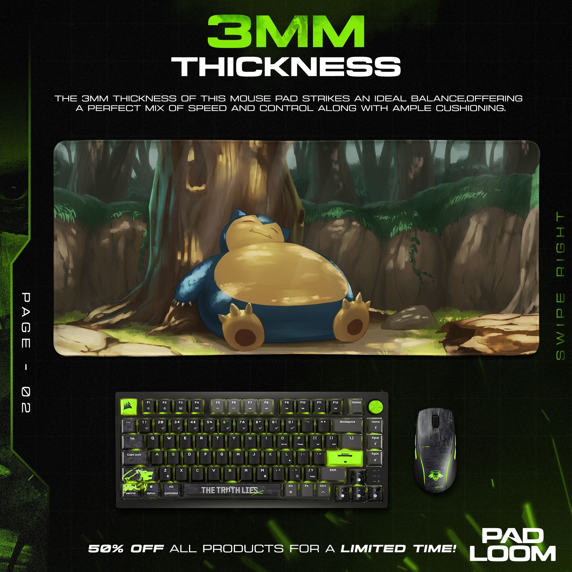Pokemon Snorlax Mouse Pad, Forest Nap Anime Desk Mat