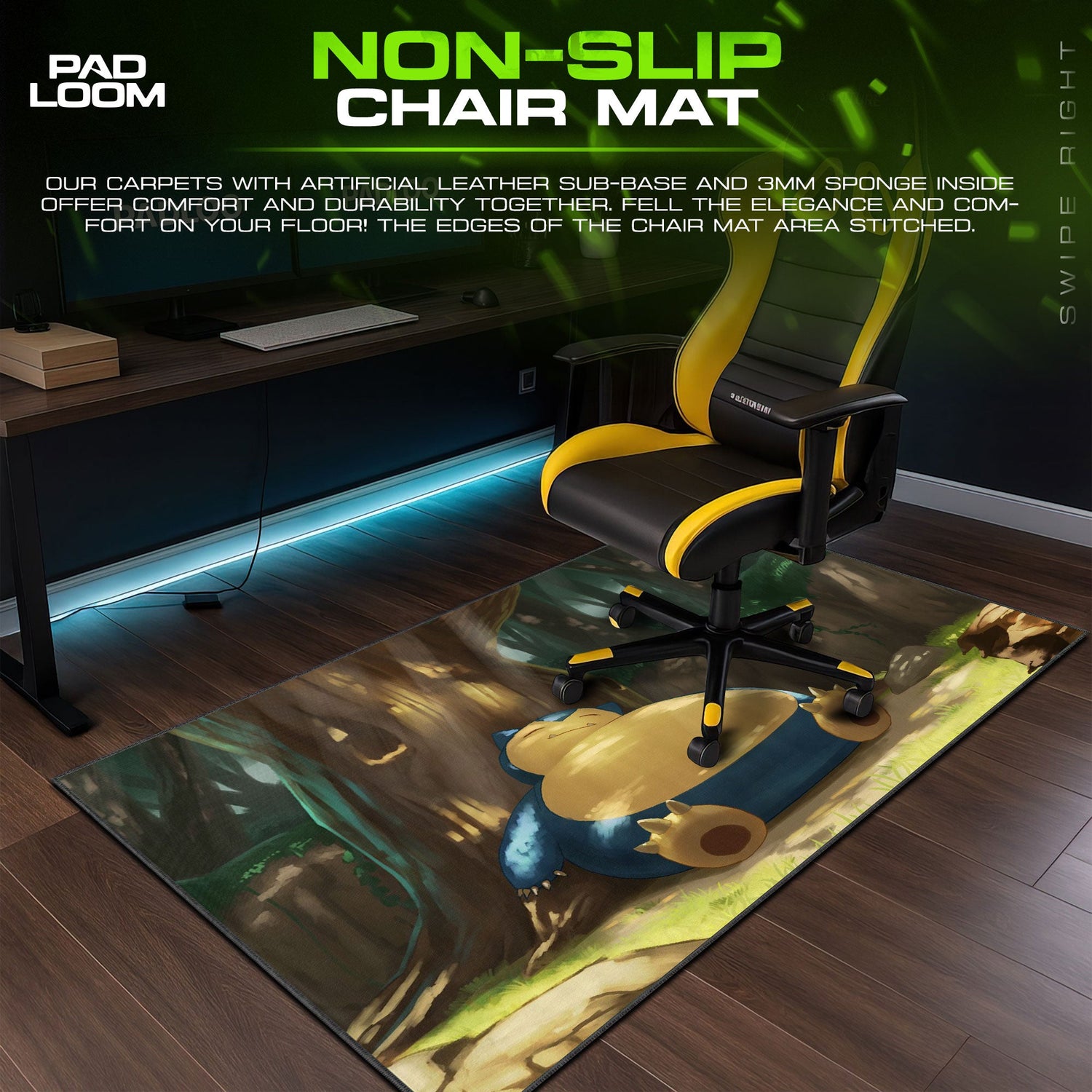 Pokemon Snorlax Mouse Pad, Forest Nap Anime Desk Mat Padloom