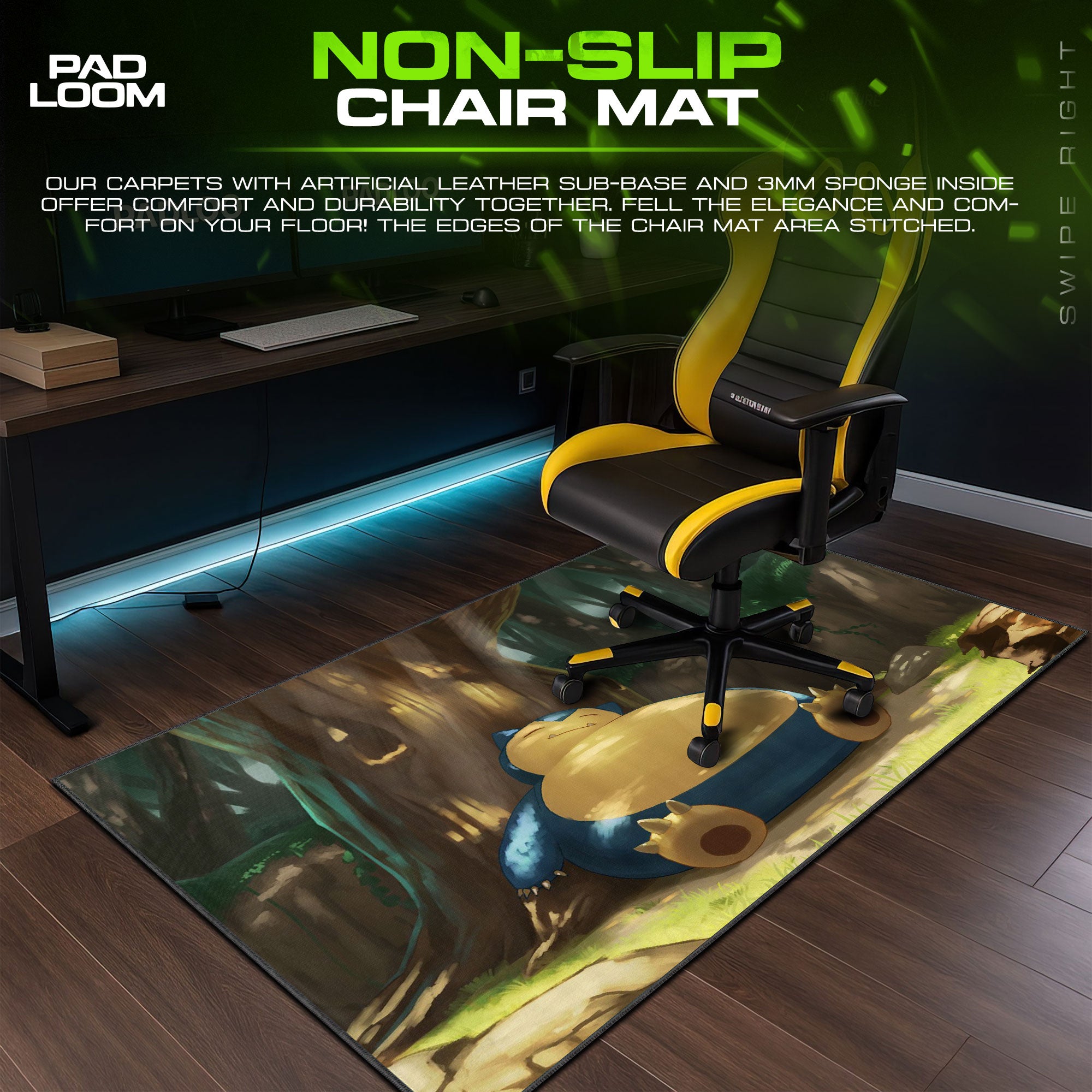 Pokemon Snorlax Mouse Pad, Forest Nap Anime Desk Mat