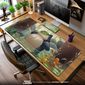 Pokemon Snorlax Mouse Pad, Forest Pond Anime Desk Mat